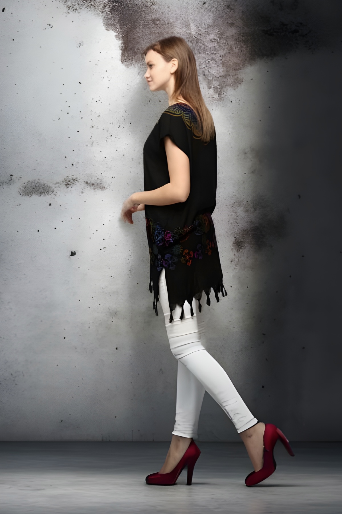 Bluz(Desen-8318) Taş Baskı Pamuk - Görsel 2