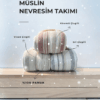 Müslin Nevresim Takımı(Gri Çizgili) Ütü Gerekmez - Görsel 6