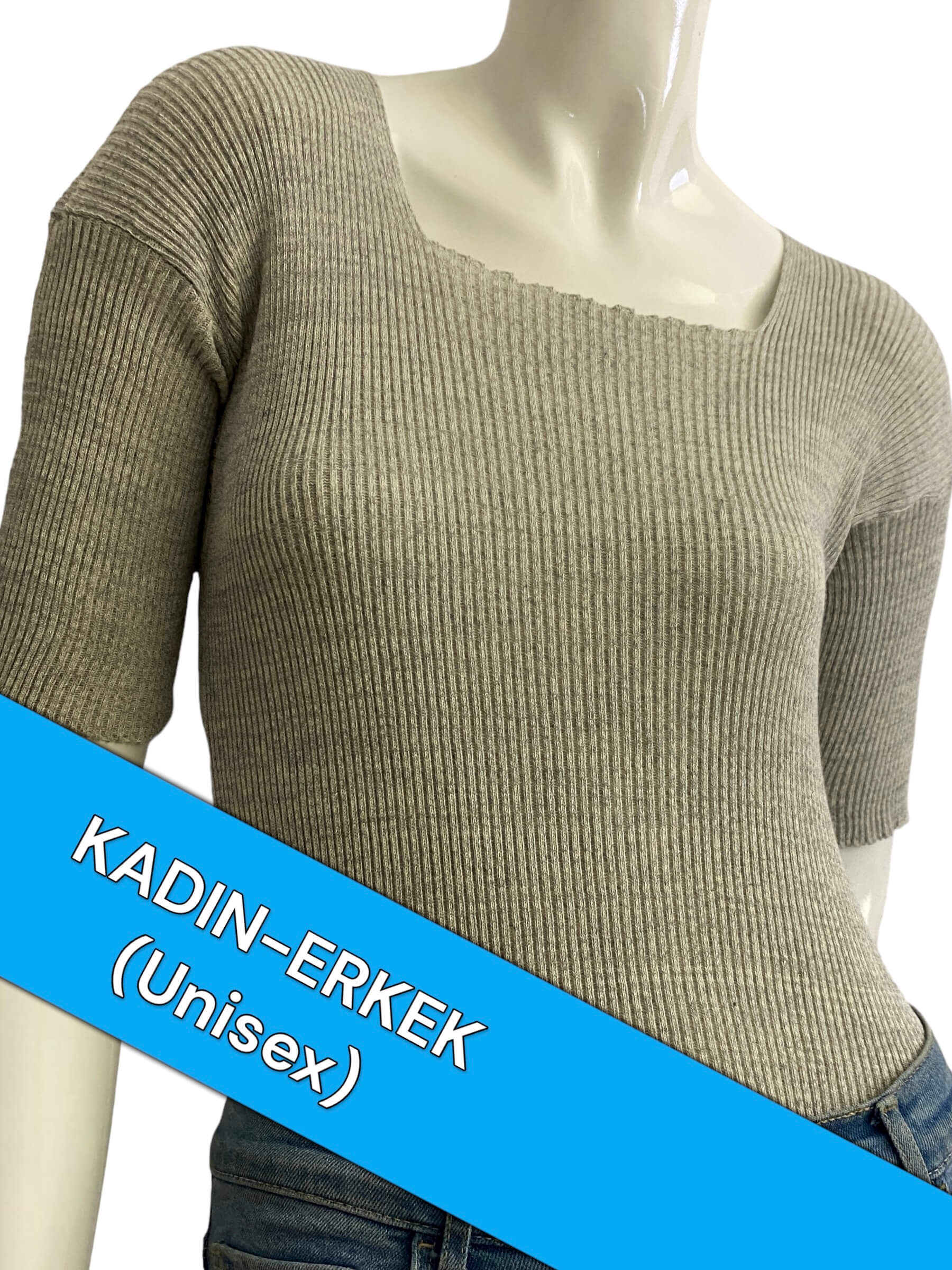 Kadın/Erkek(Uyumlu) Yarım Kollu (ATLET) Açık Gri (Kastamonu Fanilası)