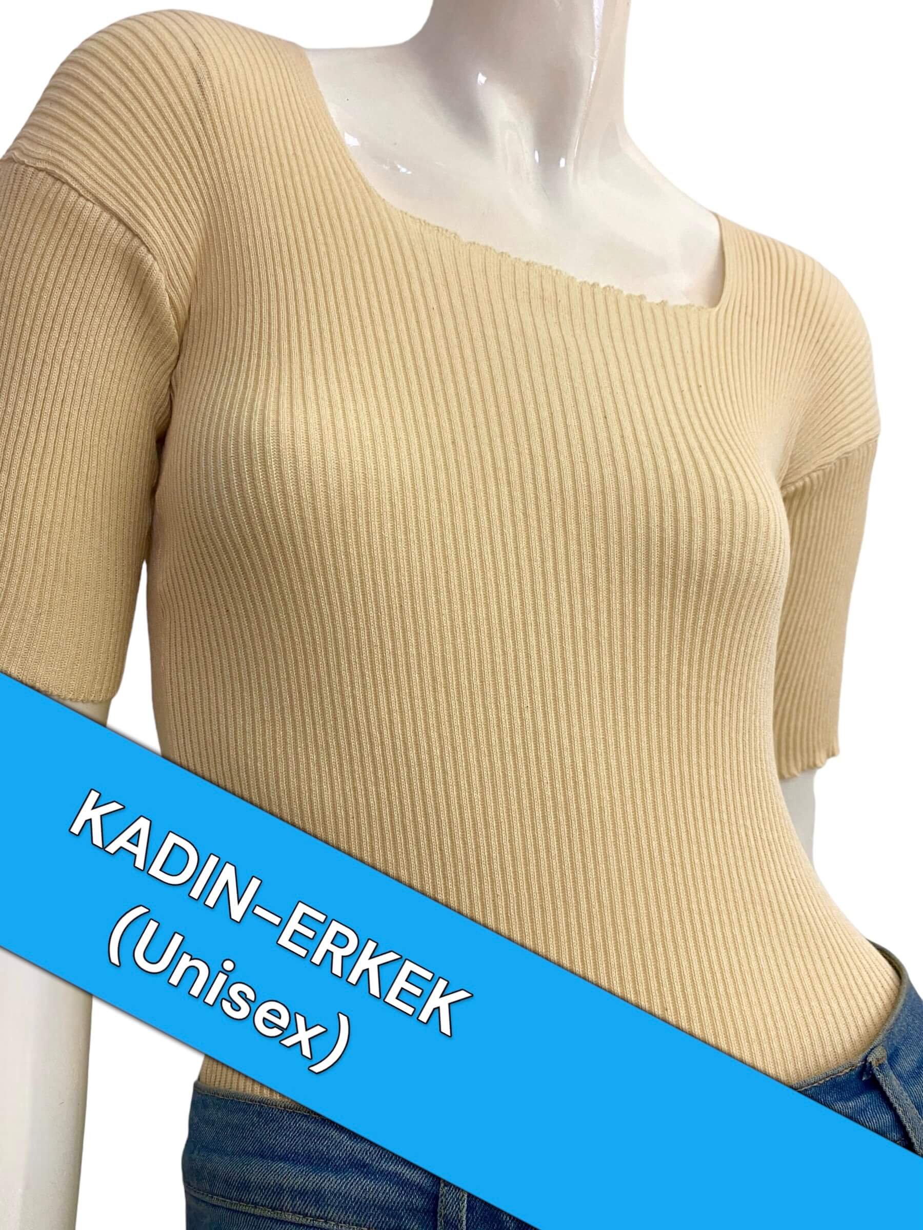 Kadın/Erkek(Uyumlu) Yarım Kollu (ATLET) Ekru (Kastamonu Fanilası)