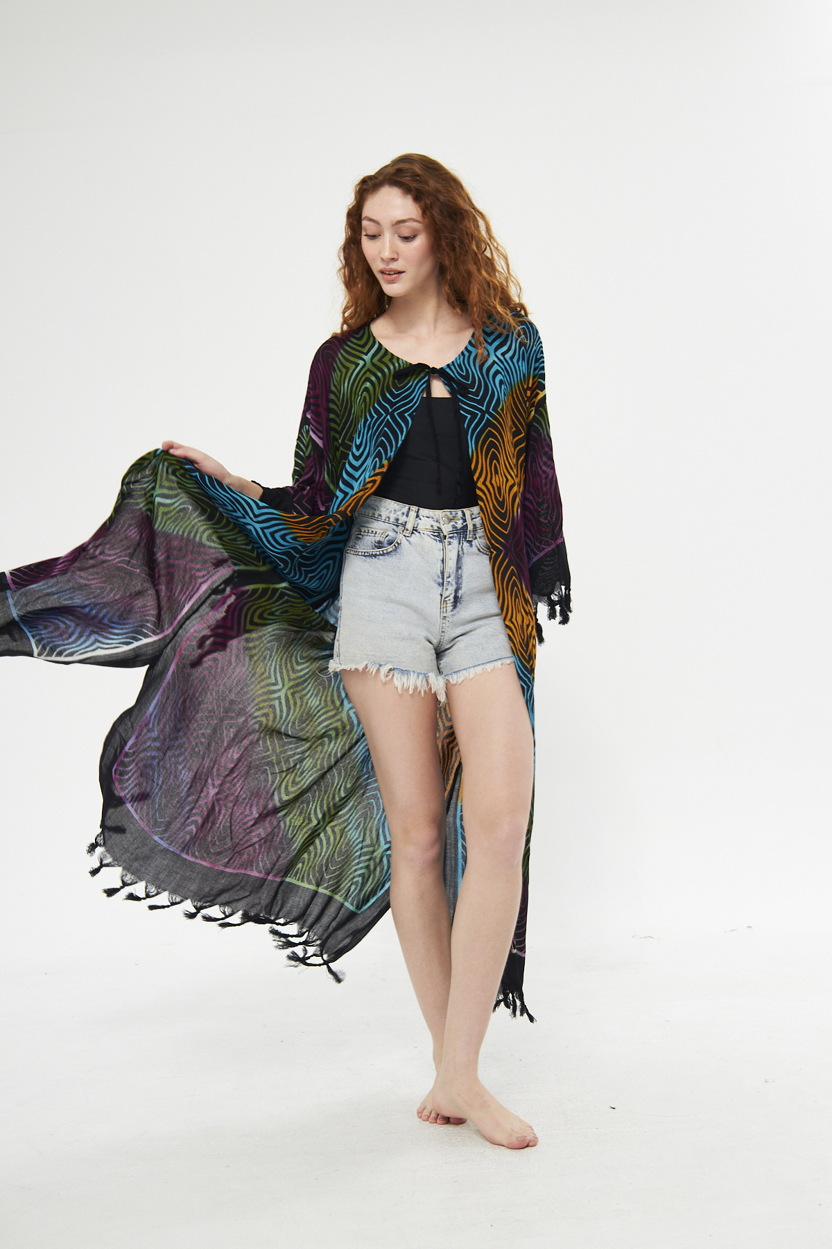 Kimono/Kaftan(Desen-82) Taş Baskı Pamuk - Görsel 6