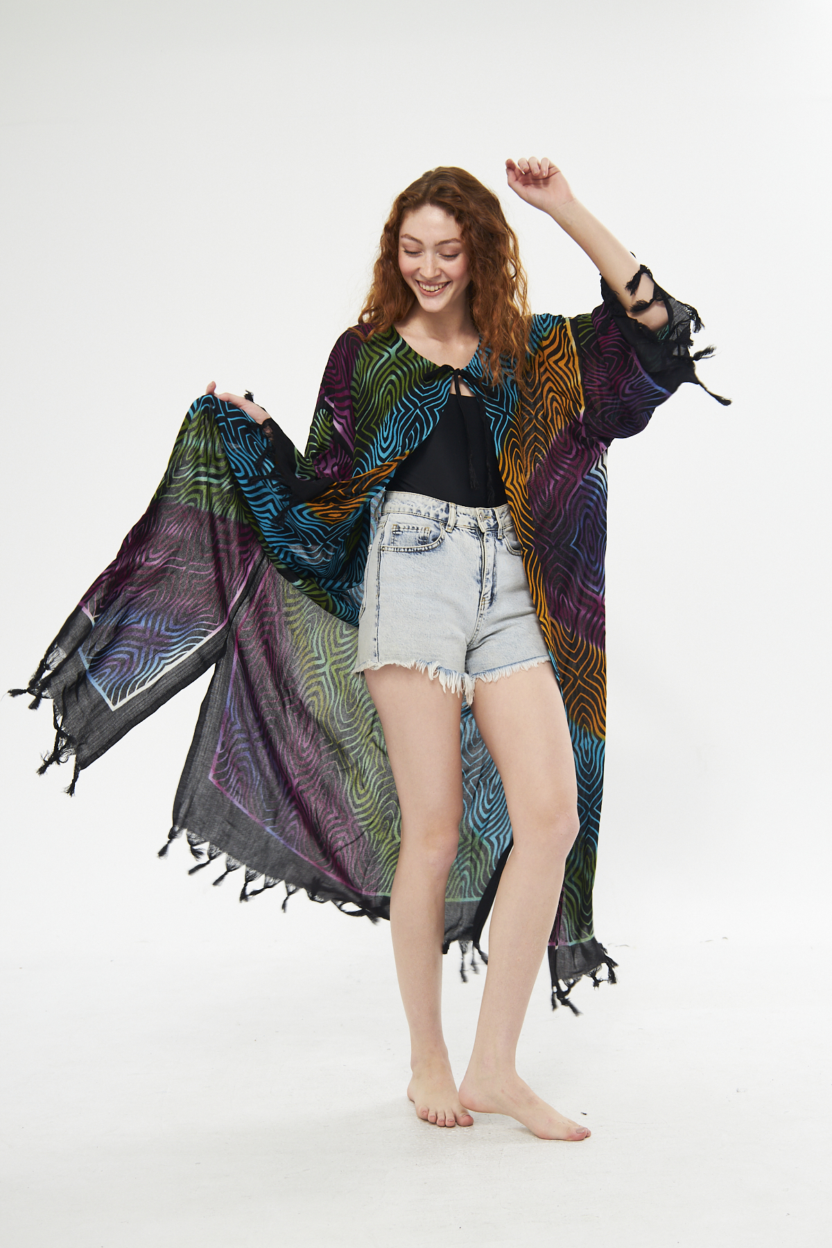 Kimono/Kaftan(Desen-82) Taş Baskı Pamuk - Görsel 7