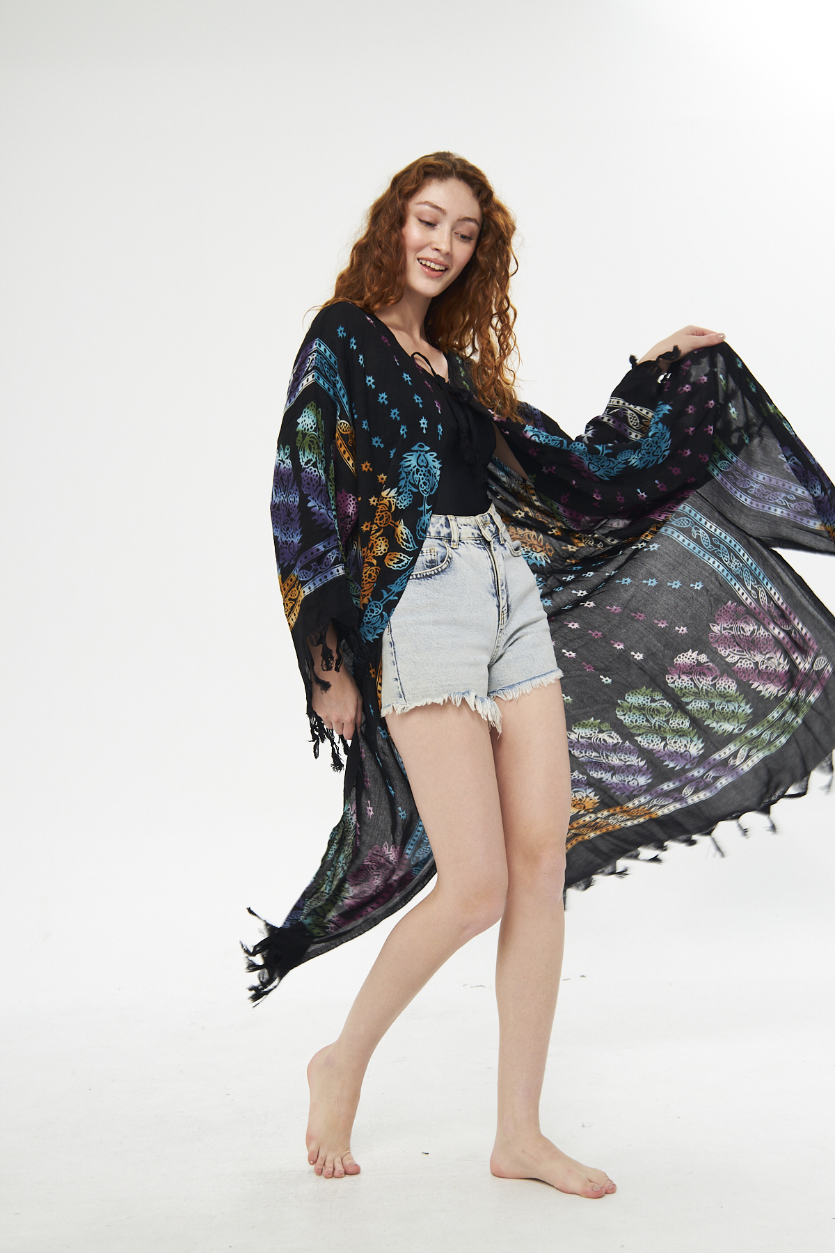 Kimono/Kaftan(Desen-66) Taş Baskı Pamuk - Görsel 4