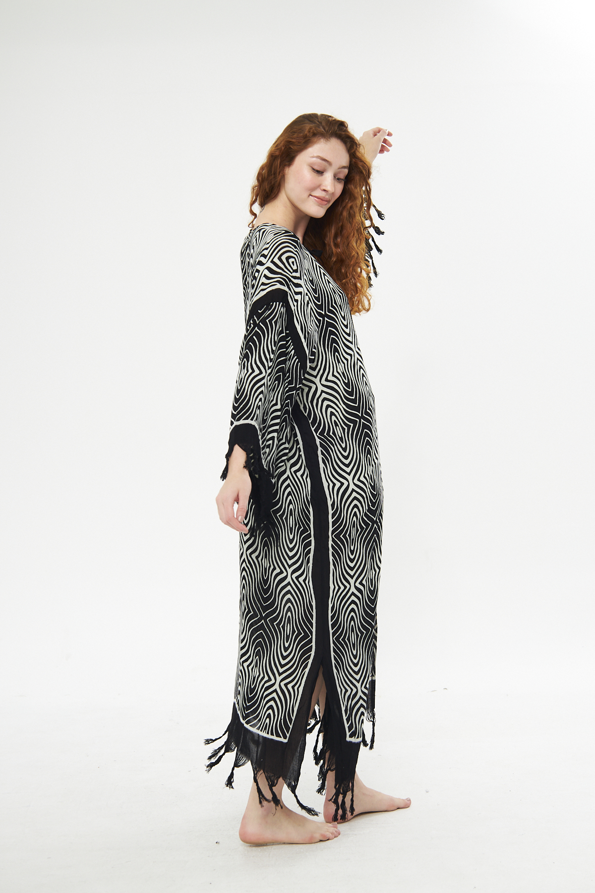 Kimono/Kaftan(Desen-44) Taş Baskı Pamuk - Görsel 11