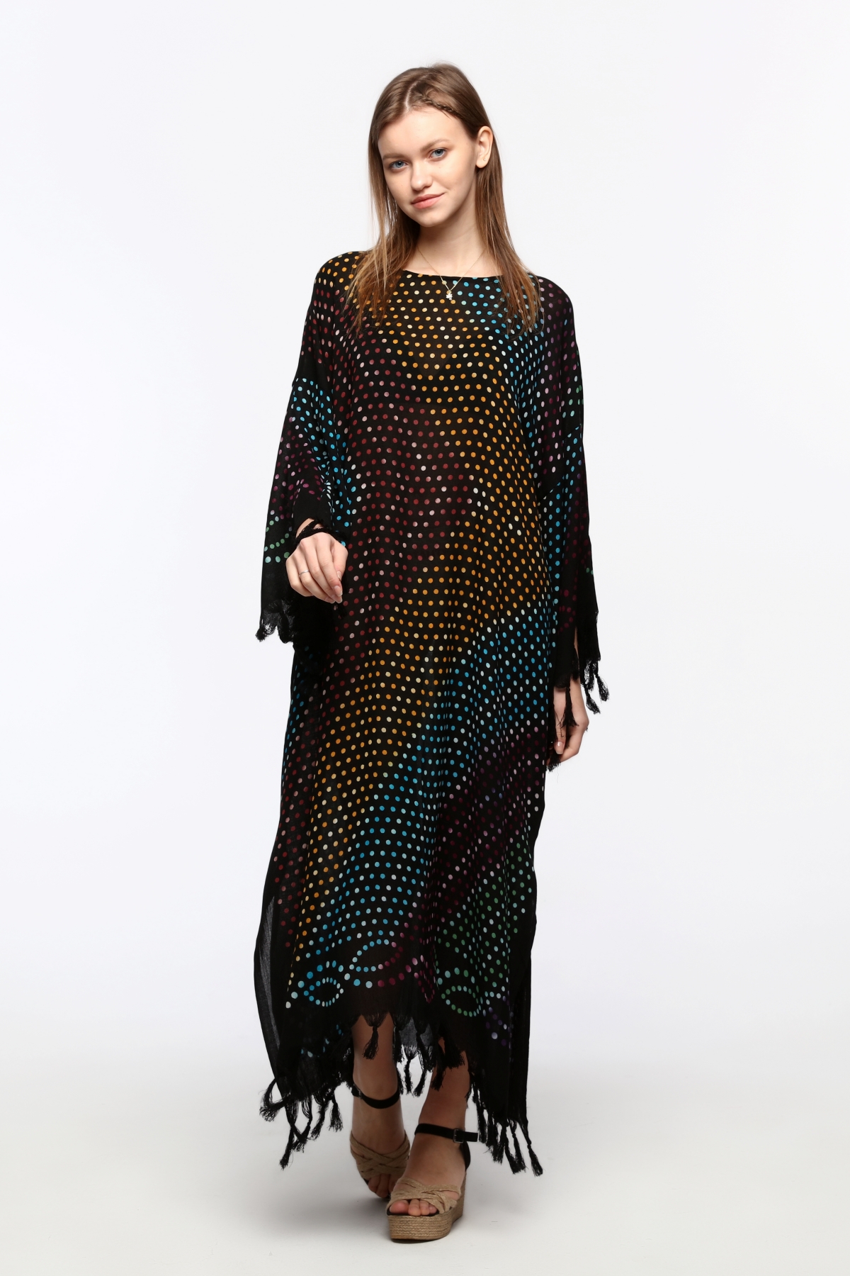 Önü KAPALI Kimono(Desen-124) Taş Baskı Pamuk - Görsel 2