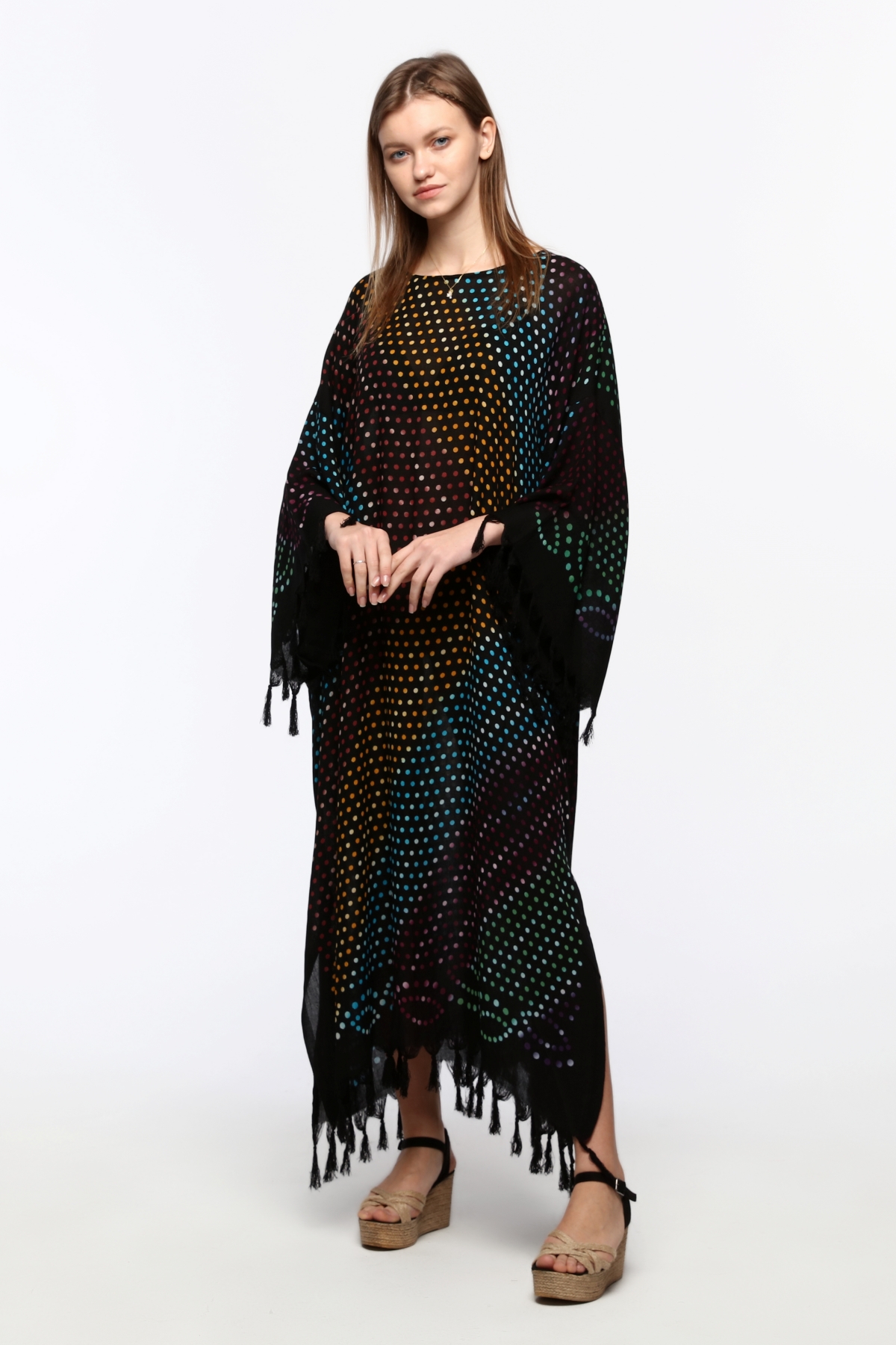 Önü KAPALI Kimono(Desen-124) Taş Baskı Pamuk - Görsel 3