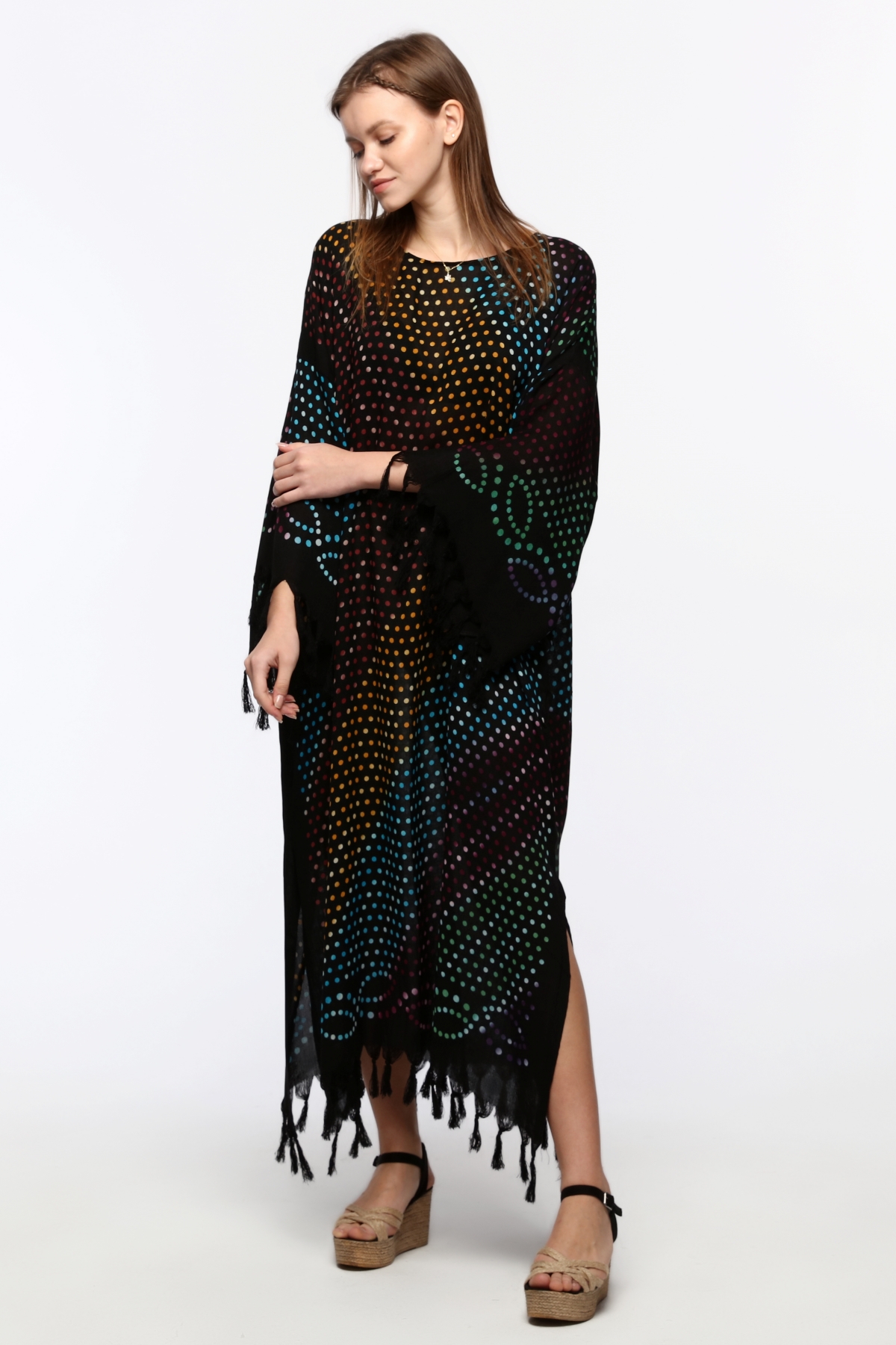 Önü KAPALI Kimono(Desen-124) Taş Baskı Pamuk - Görsel 4