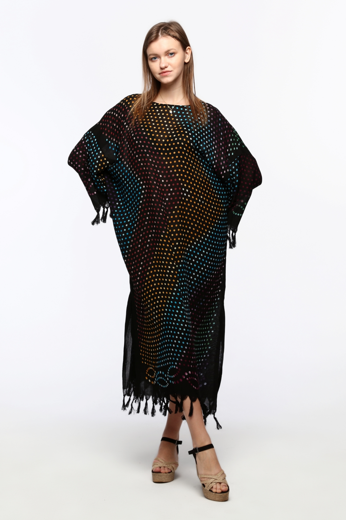 Önü KAPALI Kimono(Desen-124) Taş Baskı Pamuk