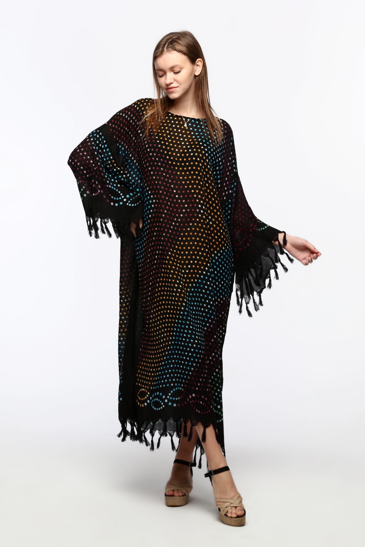 Önü KAPALI Kimono(Desen-124) Taş Baskı Pamuk - Görsel 7