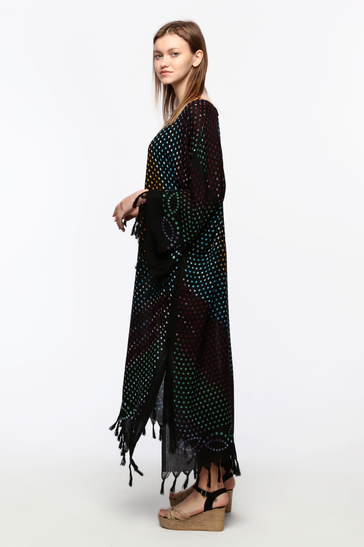 Önü KAPALI Kimono(Desen-124) Taş Baskı Pamuk - Görsel 8