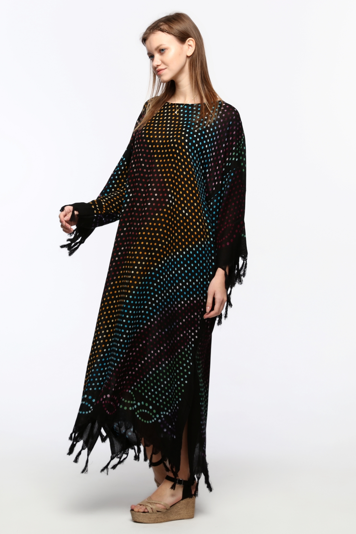 Önü KAPALI Kimono(Desen-124) Taş Baskı Pamuk - Görsel 9