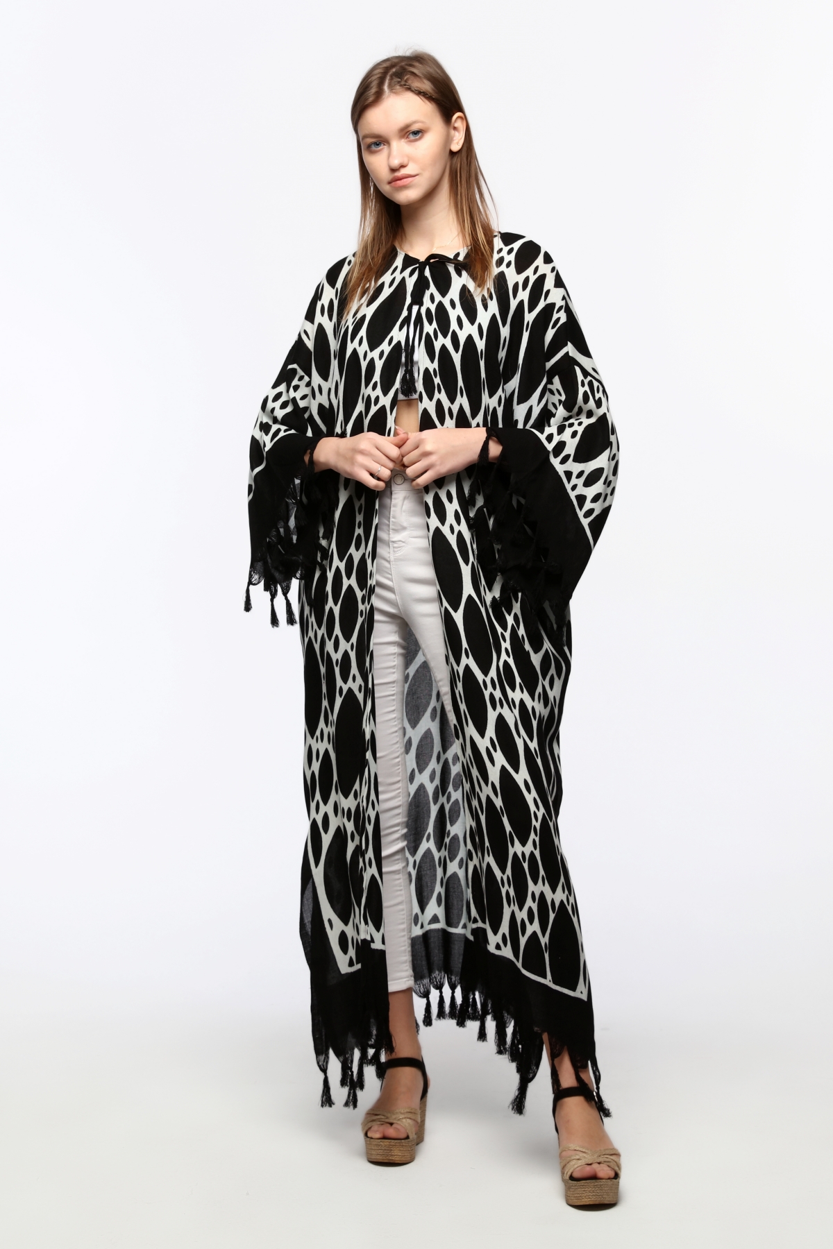 Kimono/Kaftan(Desen-11) Taş Baskı Pamuk