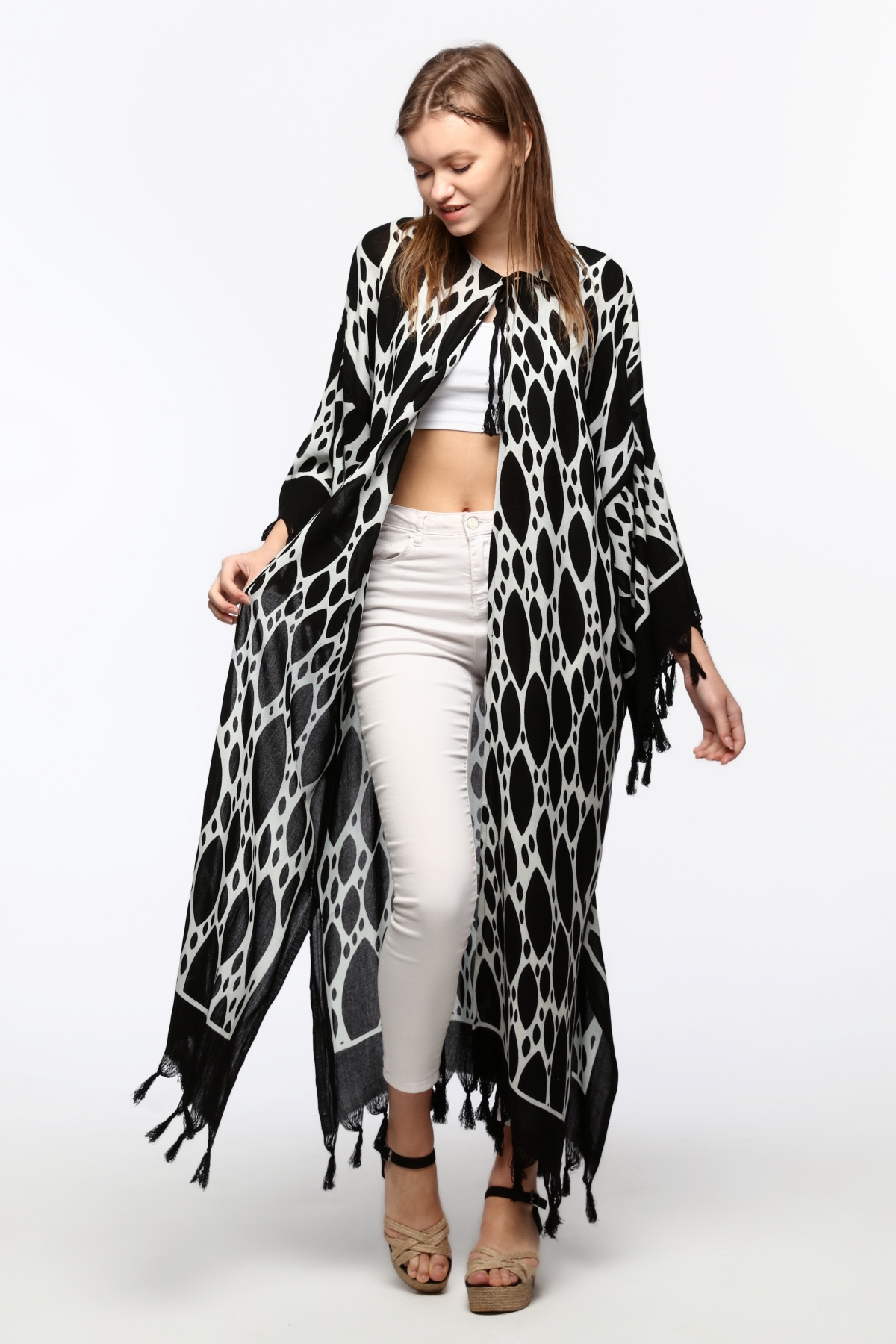 Kimono/Kaftan(Desen-11) Taş Baskı Pamuk - Görsel 6