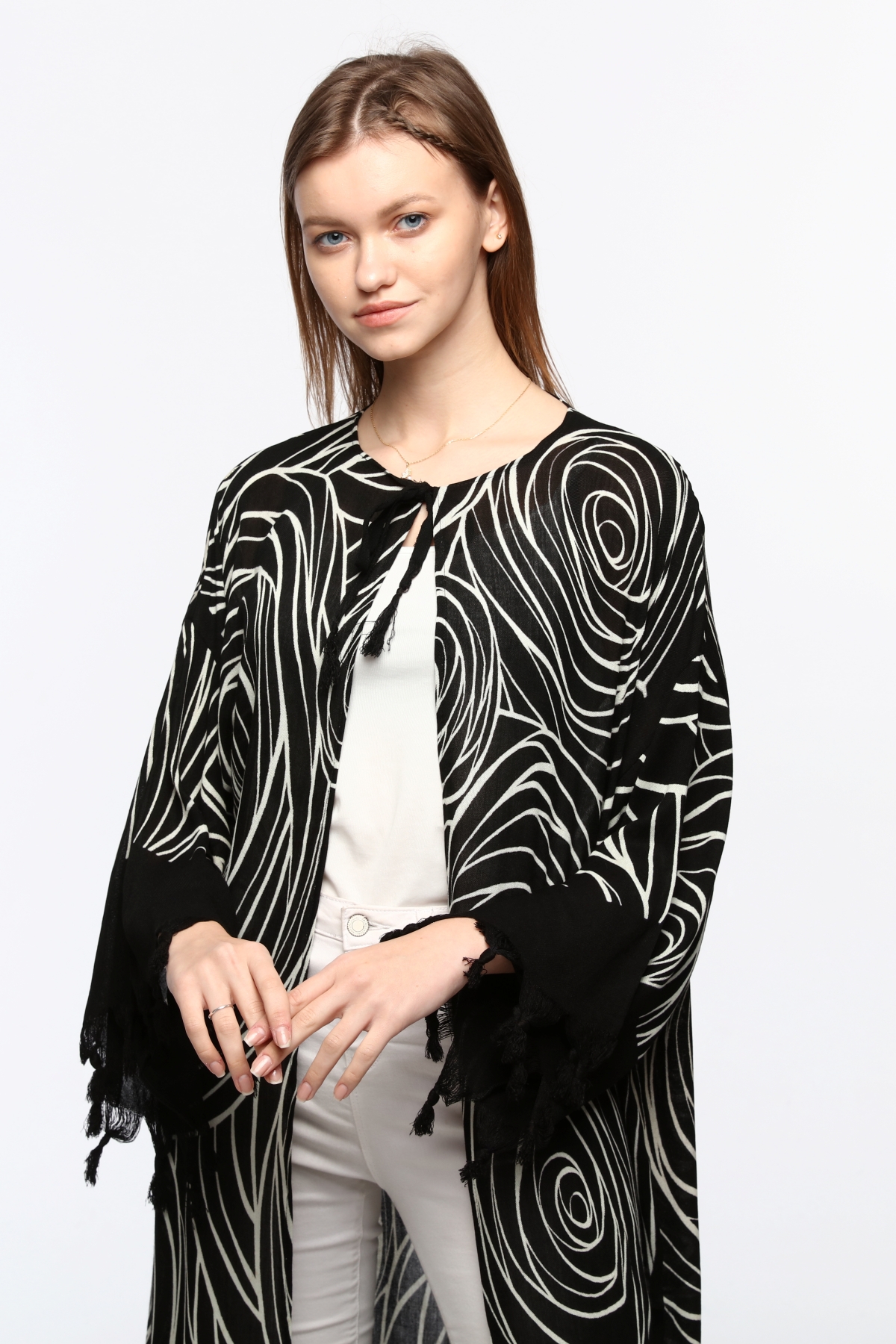 Kimono/Kaftan(Desen-68) Taş Baskı Pamuk - Görsel 10