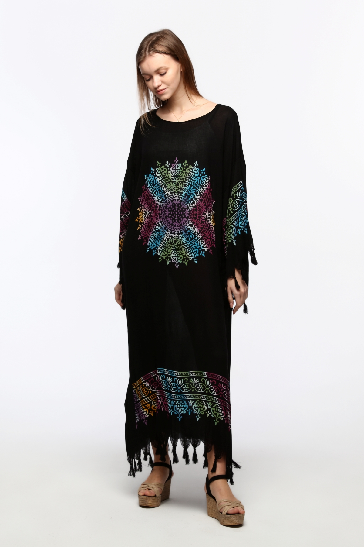 Önü KAPALI Kimono(Desen-128) Taş Baskı Pamuk - Görsel 3