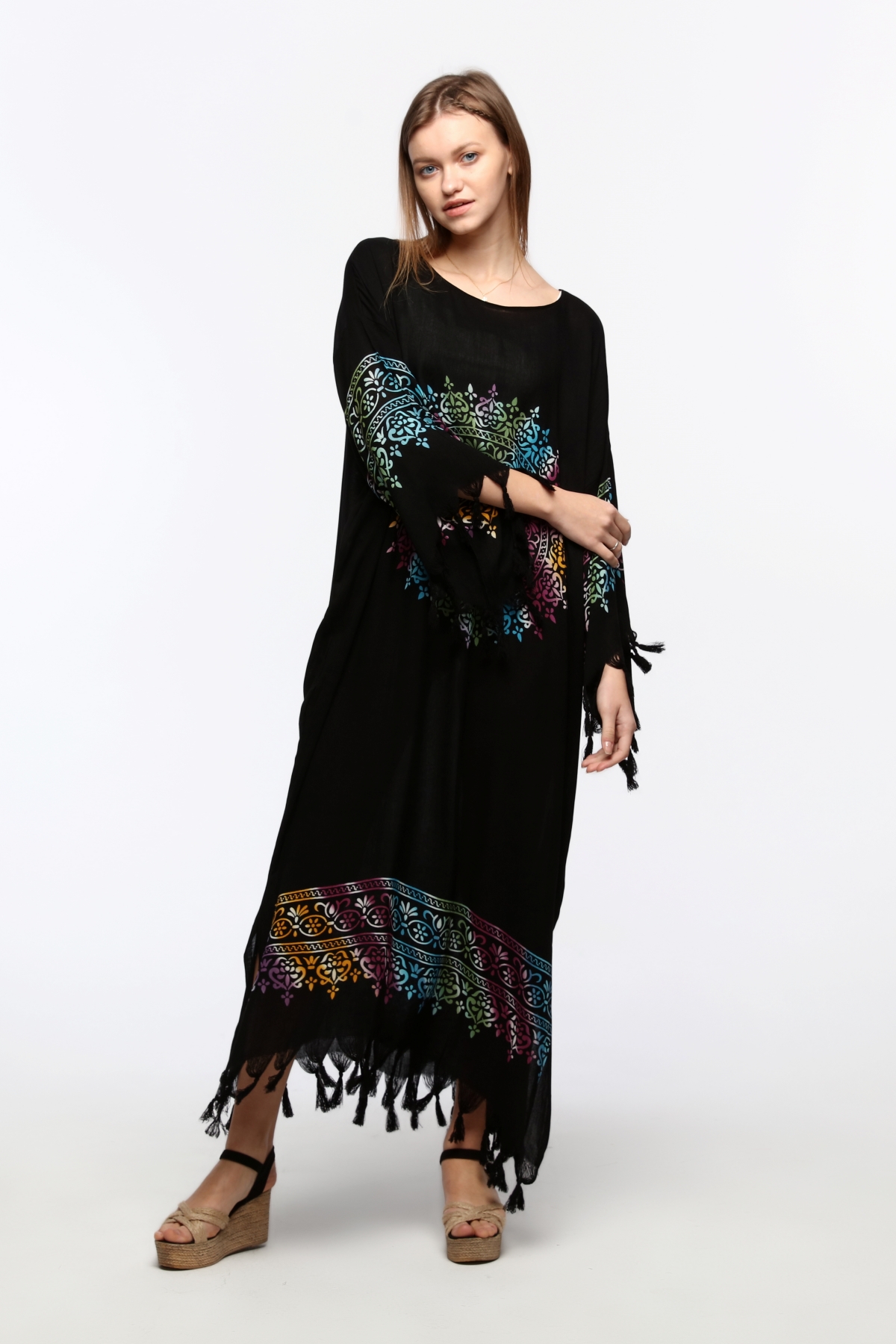 Önü KAPALI Kimono(Desen-128) Taş Baskı Pamuk - Görsel 4