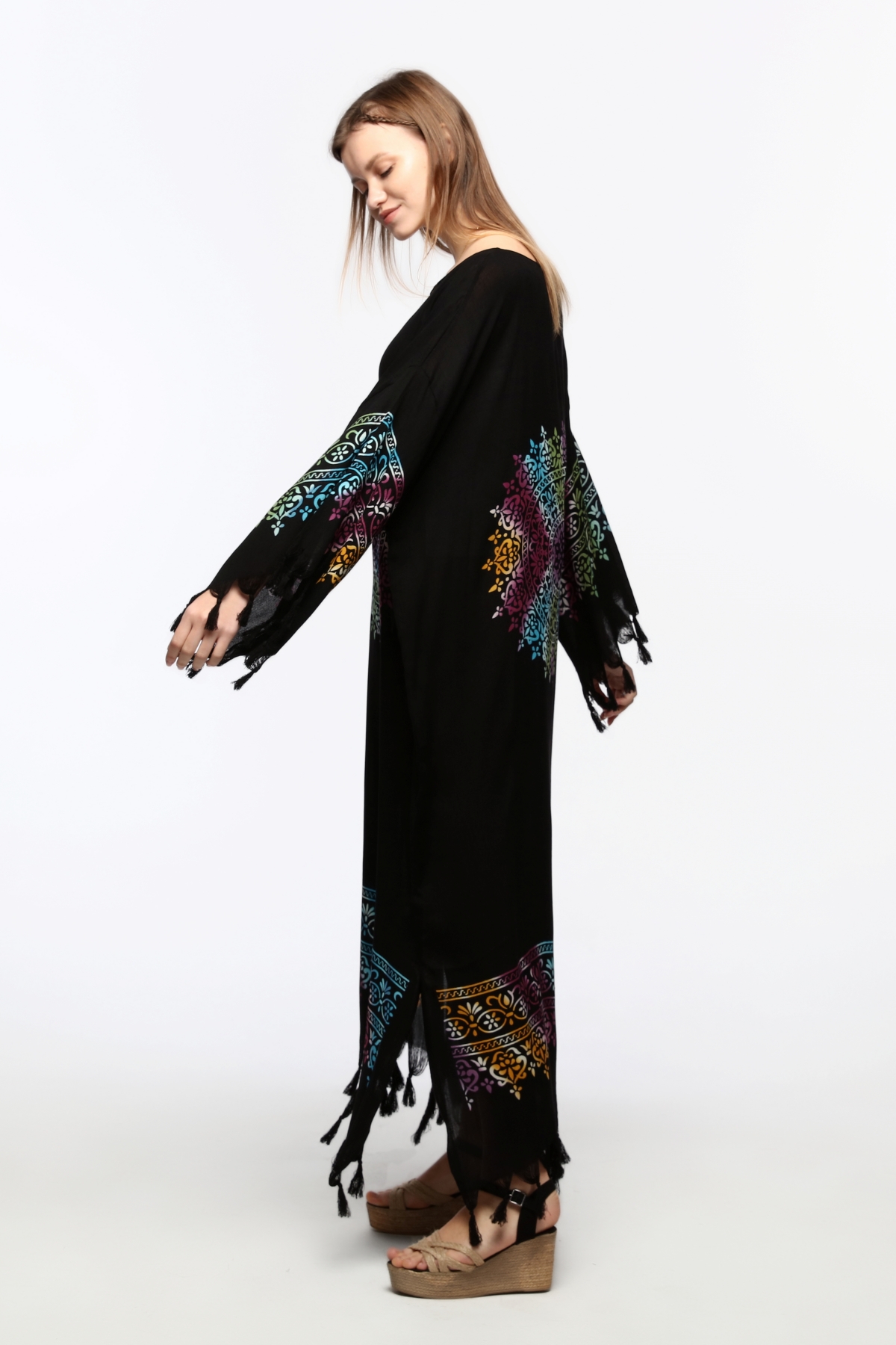 Önü KAPALI Kimono(Desen-128) Taş Baskı Pamuk - Görsel 7