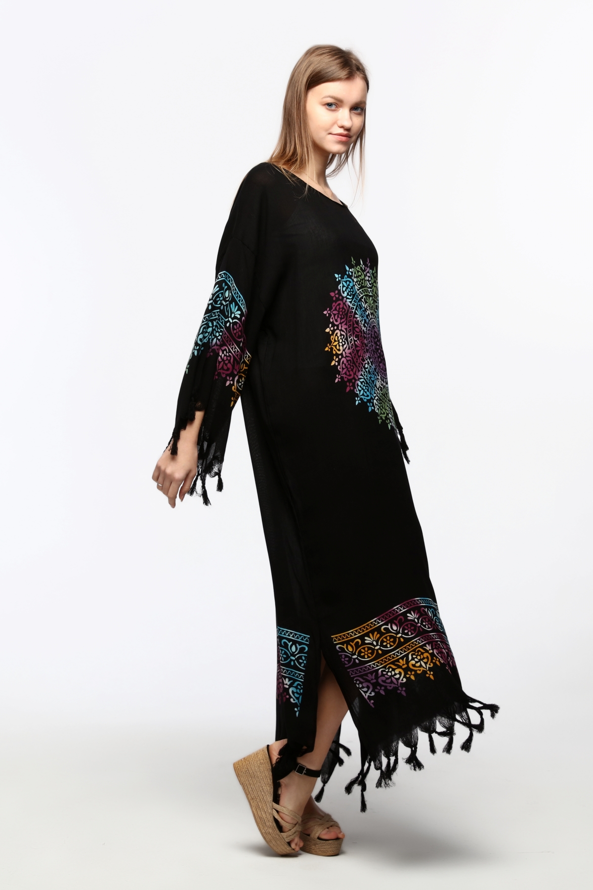 Önü KAPALI Kimono(Desen-128) Taş Baskı Pamuk - Görsel 8
