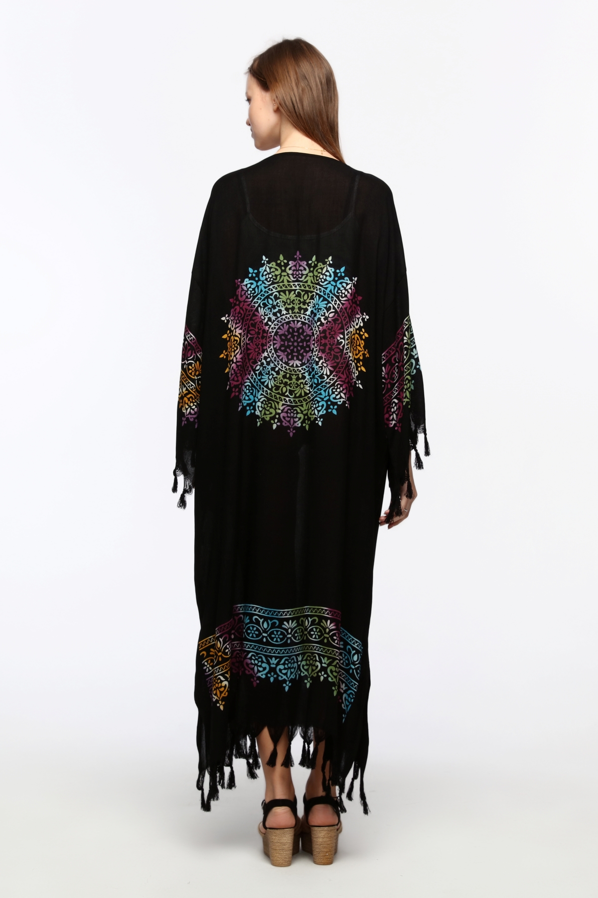 Önü KAPALI Kimono(Desen-128) Taş Baskı Pamuk - Görsel 9