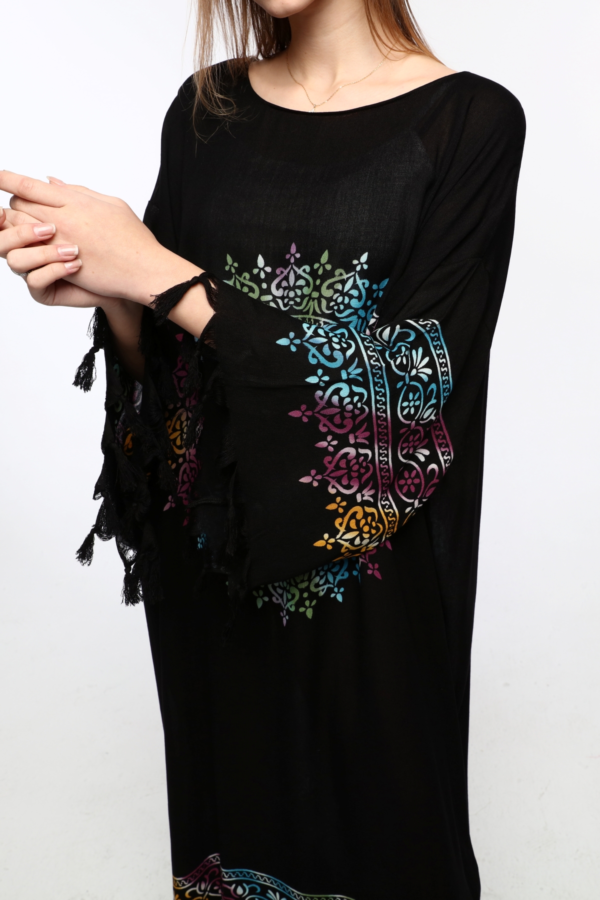 Önü KAPALI Kimono(Desen-128) Taş Baskı Pamuk - Görsel 11