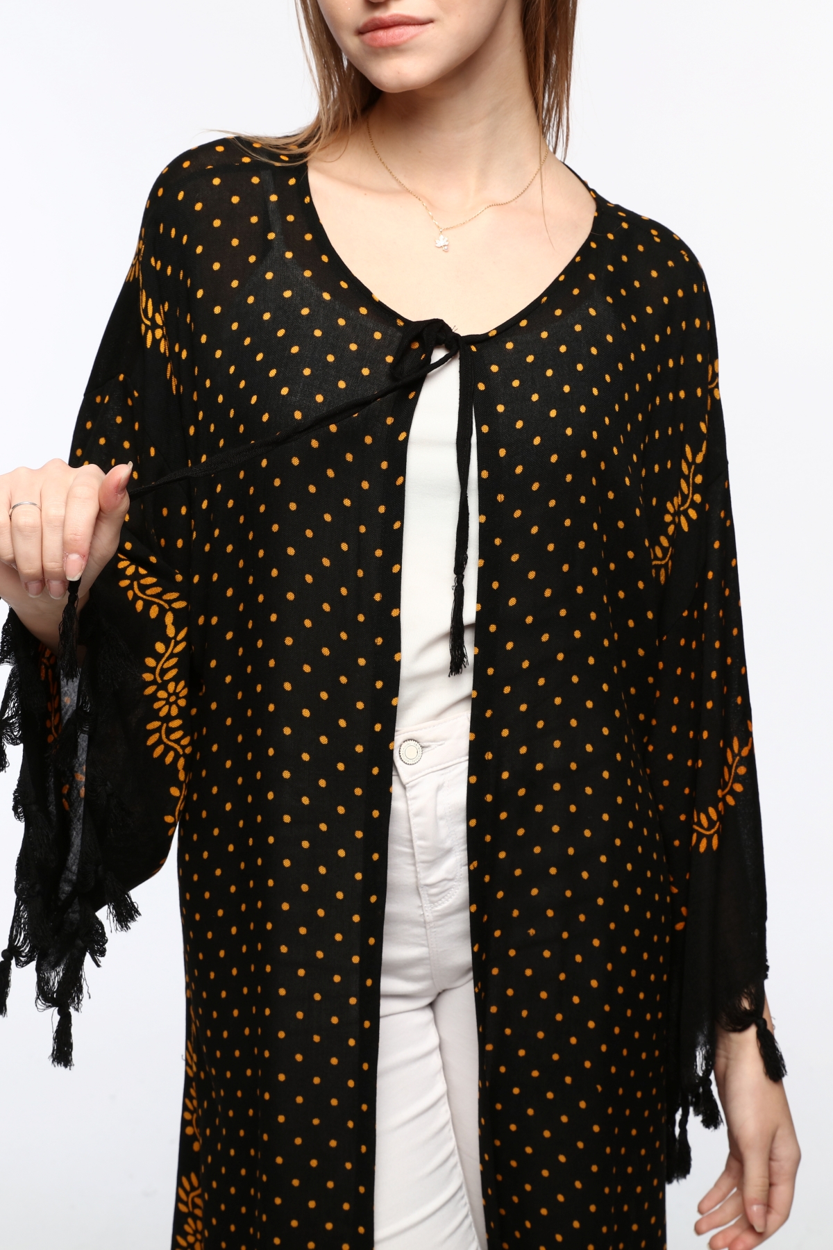 Kimono/Kaftan(Desen-78) Taş Baskı Pamuk - Görsel 4