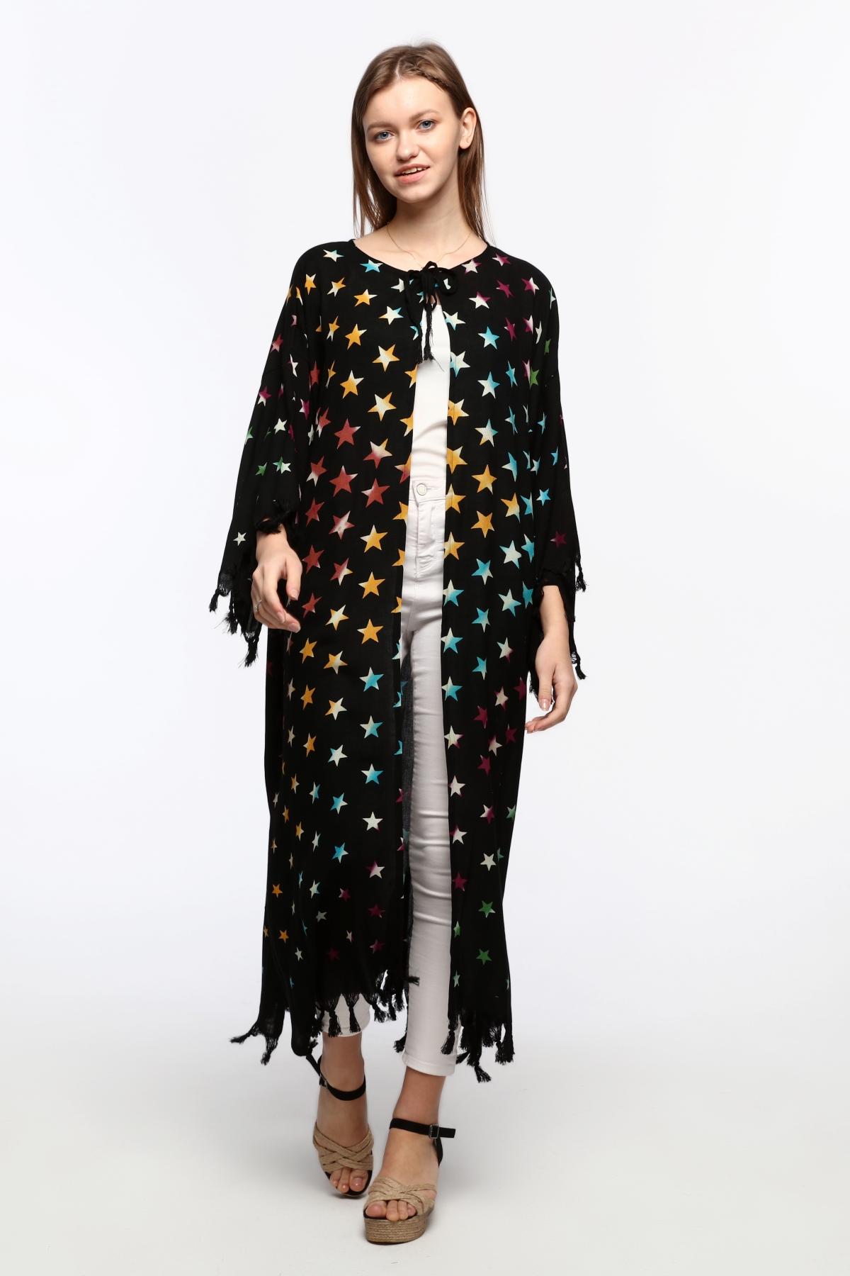 Kimono/Kaftan(Desen-74) Taş Baskı Pamuk