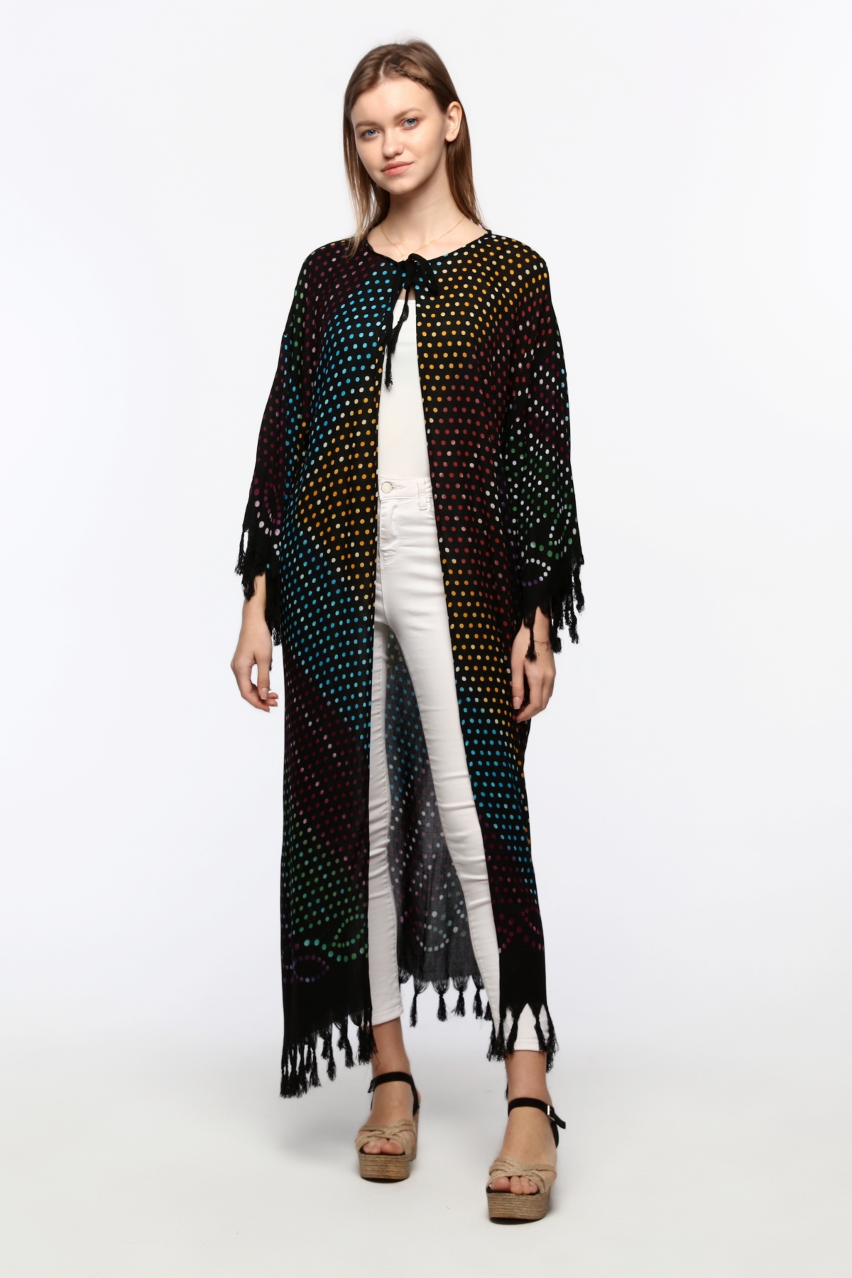 Kimono/Kaftan(Desen-70) Taş Baskı Pamuk - Görsel 2