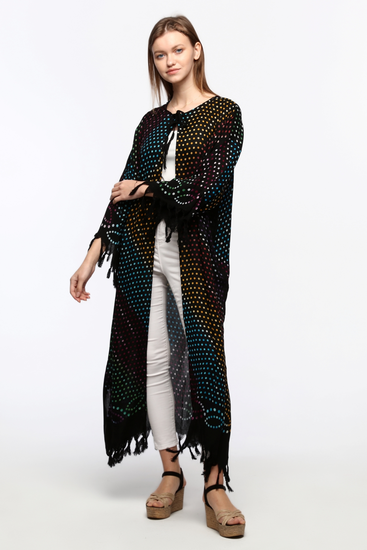 Kimono/Kaftan(Desen-70) Taş Baskı Pamuk
