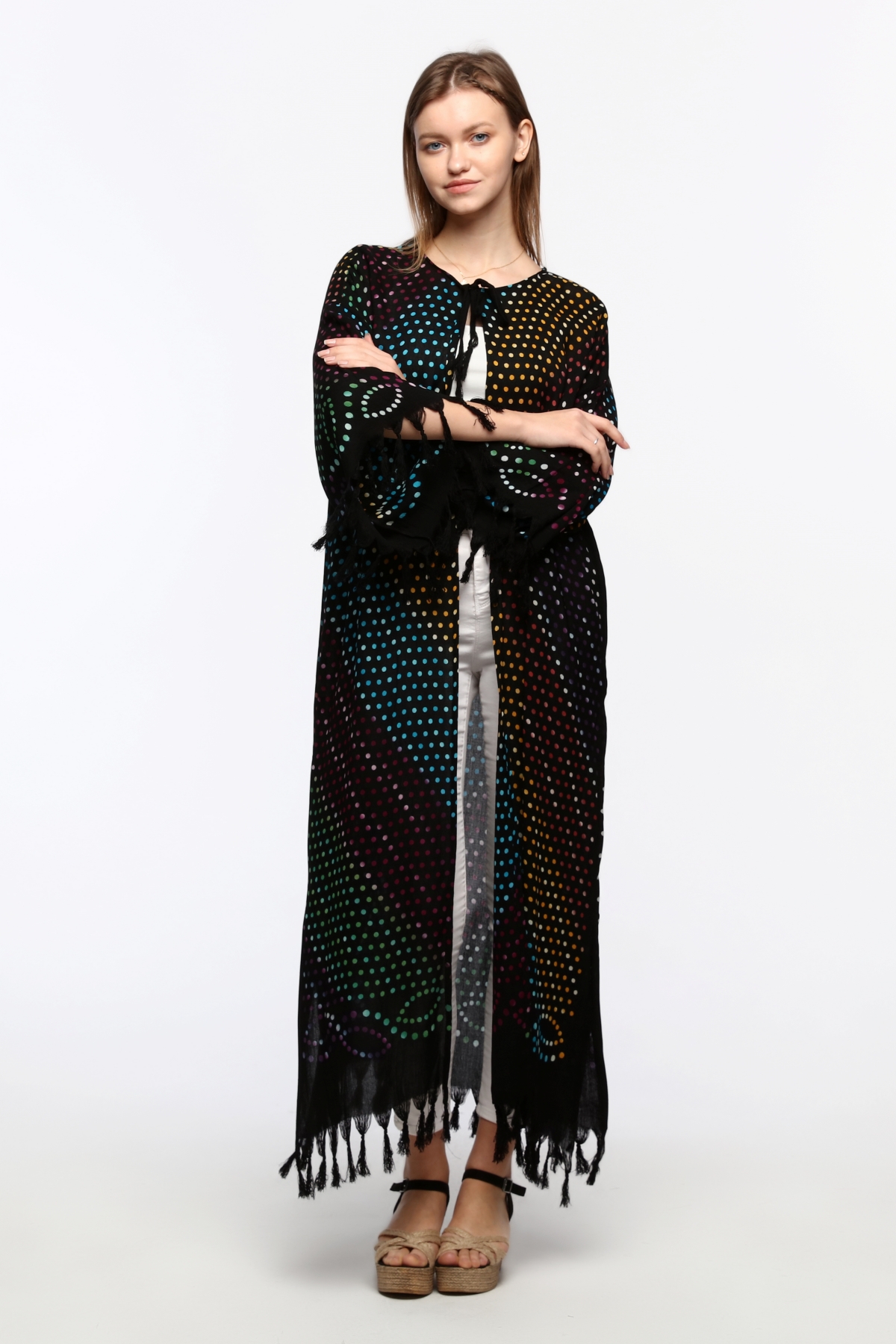 Kimono/Kaftan(Desen-70) Taş Baskı Pamuk - Görsel 5