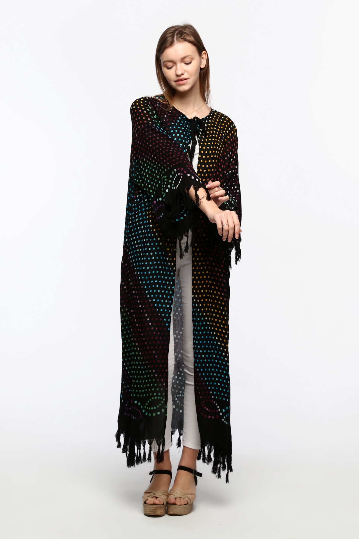 Kimono/Kaftan(Desen-70) Taş Baskı Pamuk - Görsel 6
