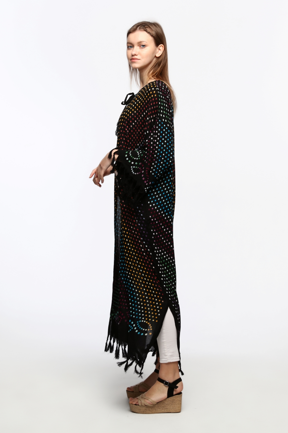 Kimono/Kaftan(Desen-70) Taş Baskı Pamuk - Görsel 7