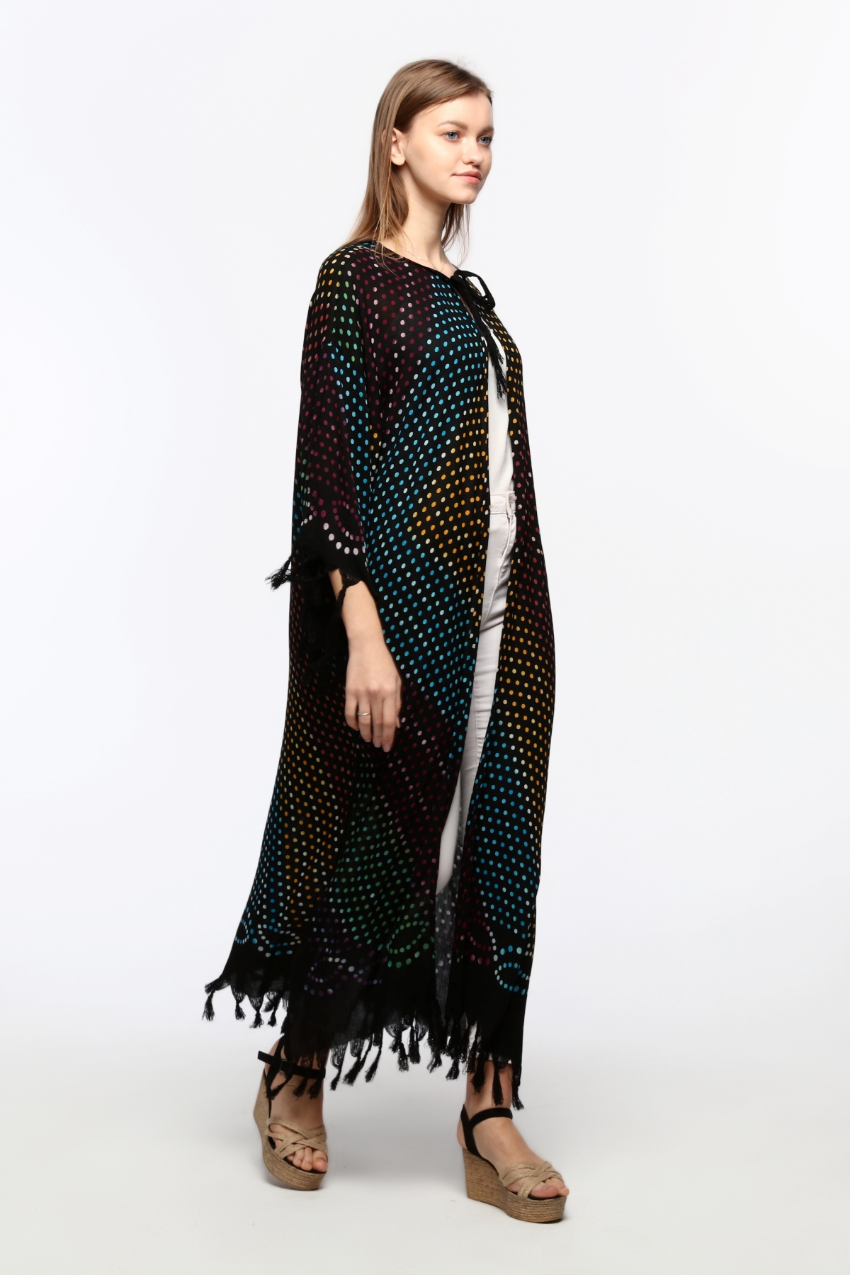 Kimono/Kaftan(Desen-70) Taş Baskı Pamuk - Görsel 8