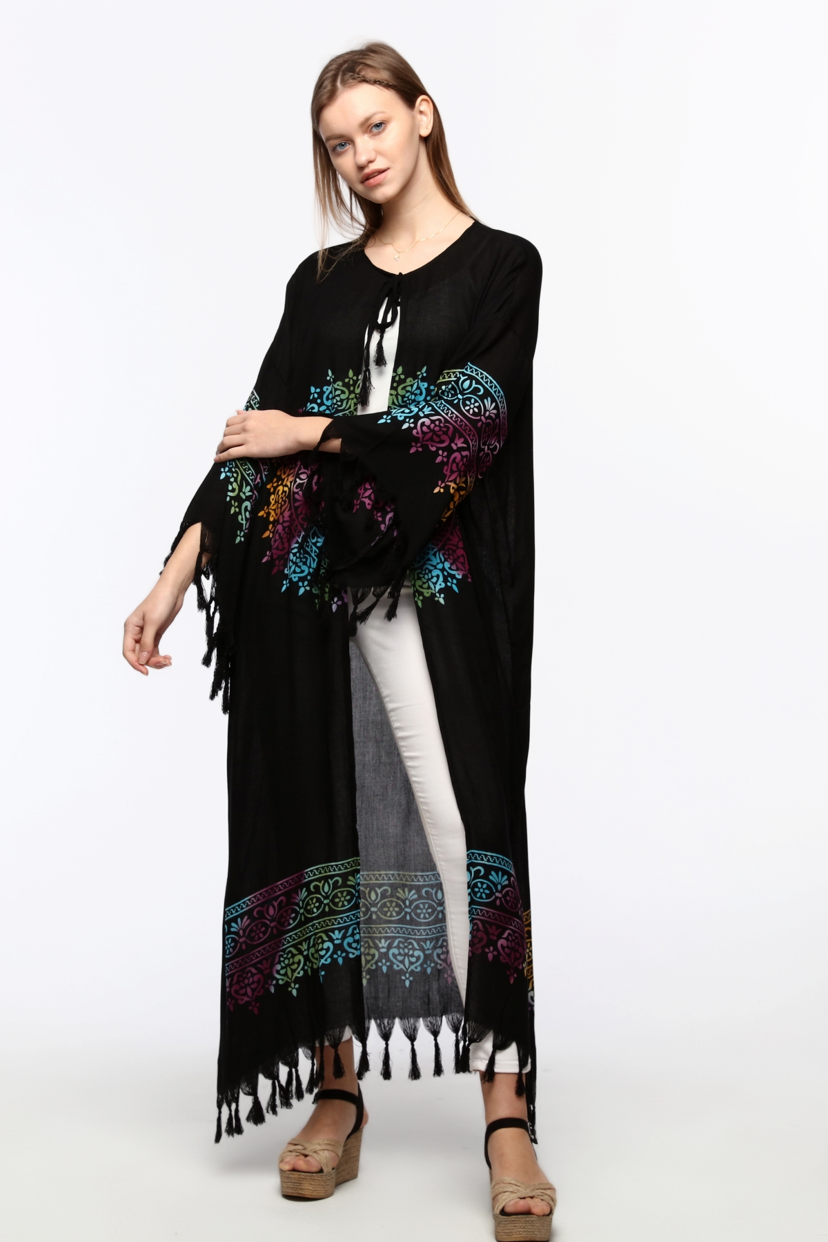 Kimono/Kaftan(Desen-80) Taş Baskı Pamuk