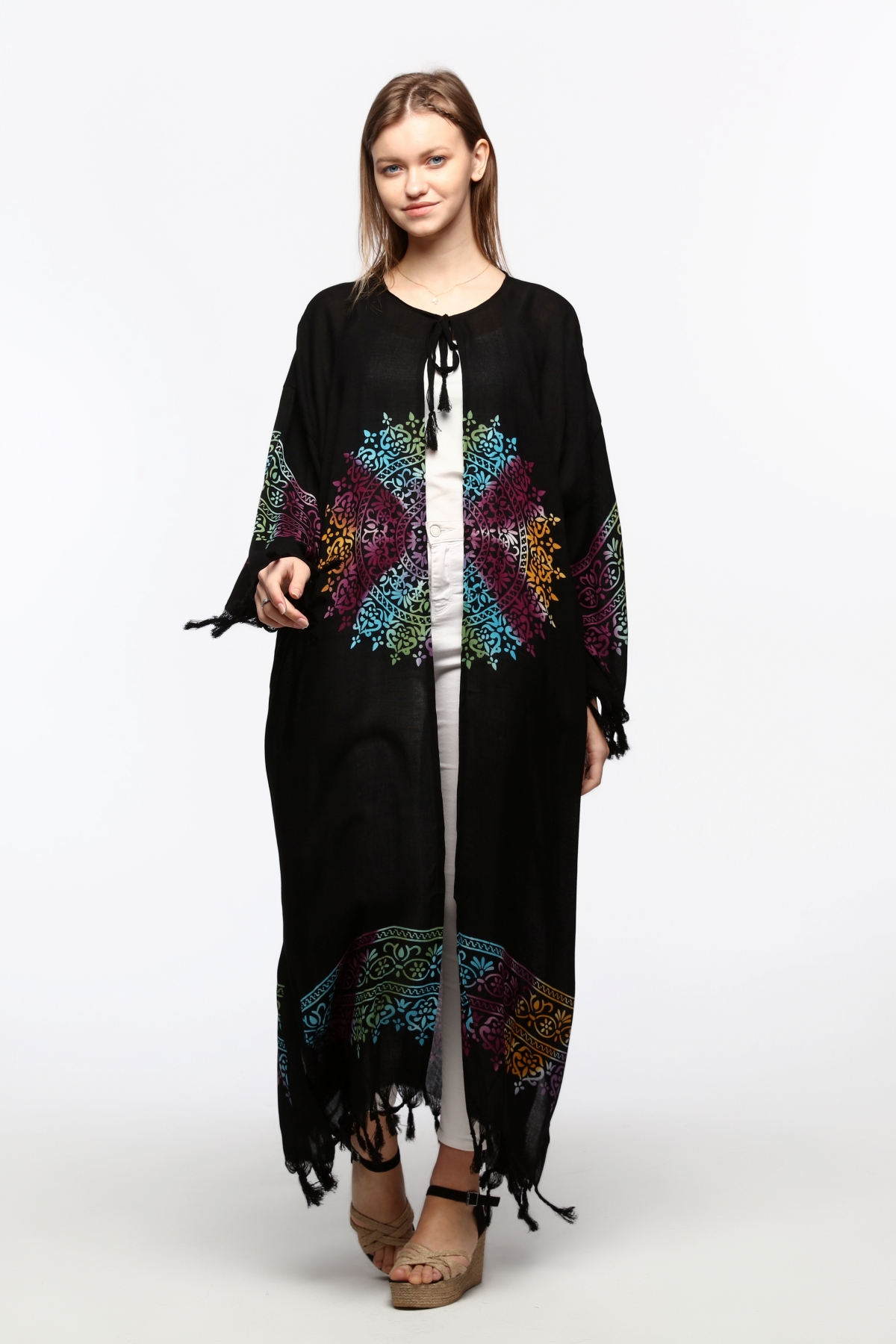 Kimono/Kaftan(Desen-80) Taş Baskı Pamuk - Görsel 5