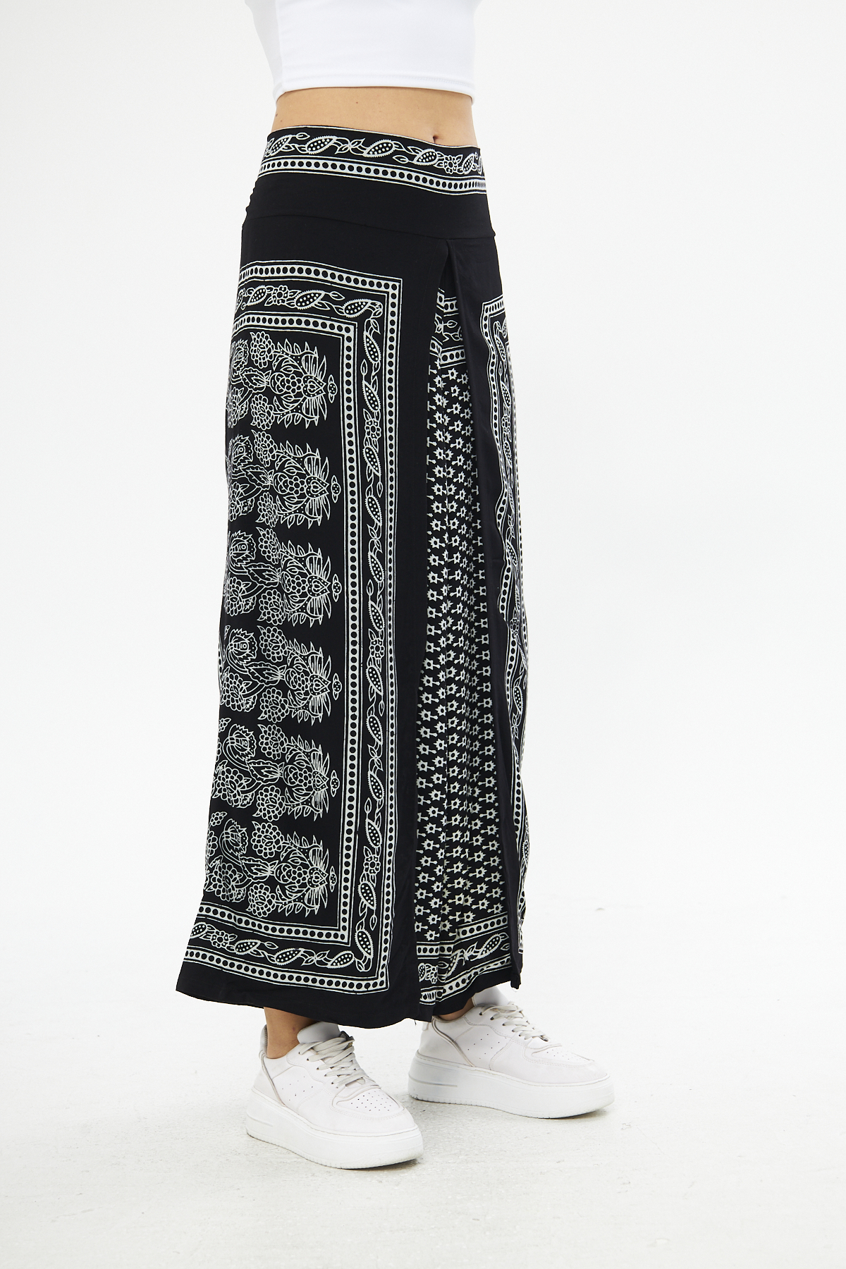 Etek Pantolon(Model-8810) Taş Baskı Pamuk - Görsel 7