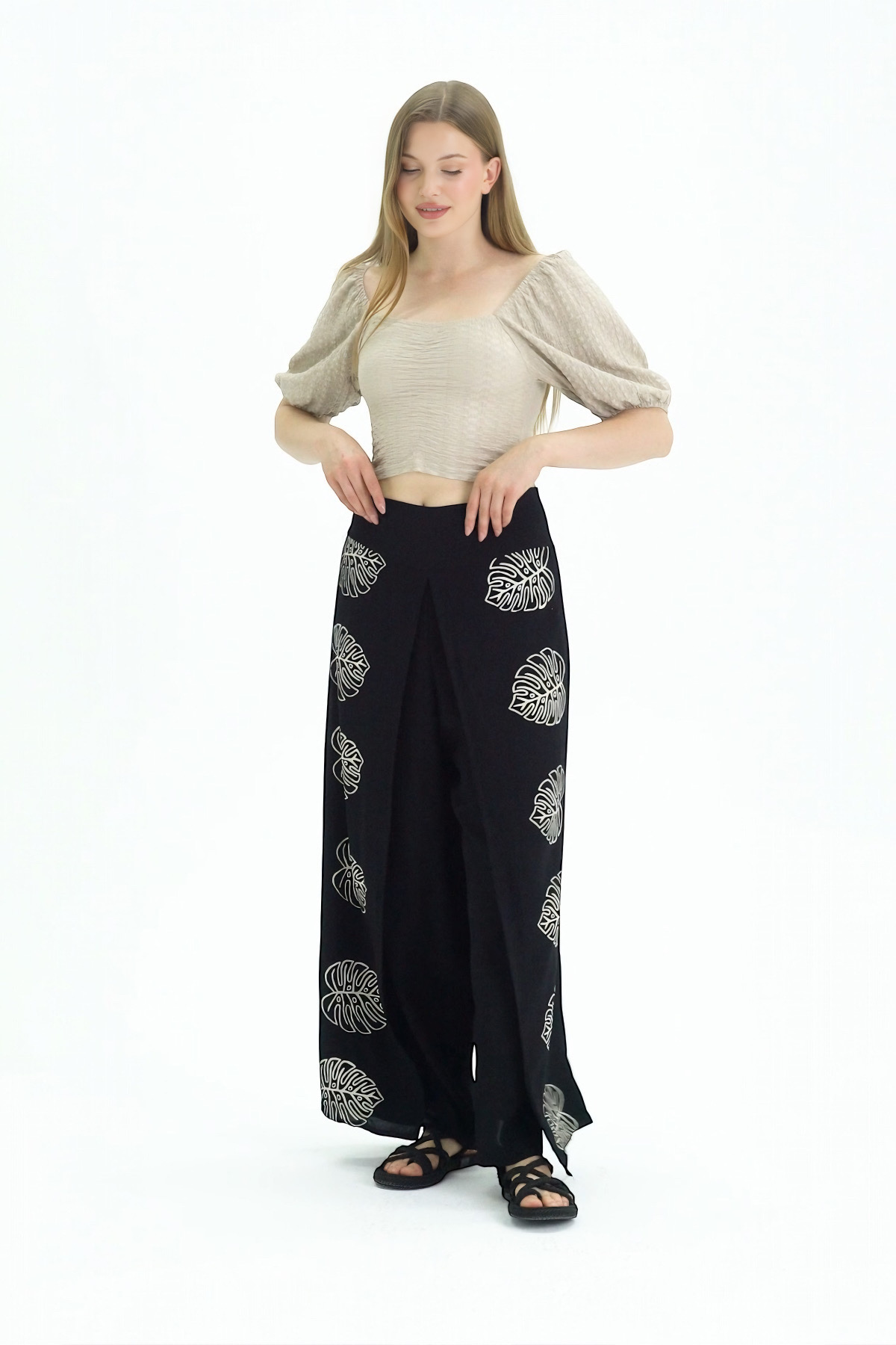 Etek Pantolon(Model-8814) Taş Baskı Pamuk - Görsel 2