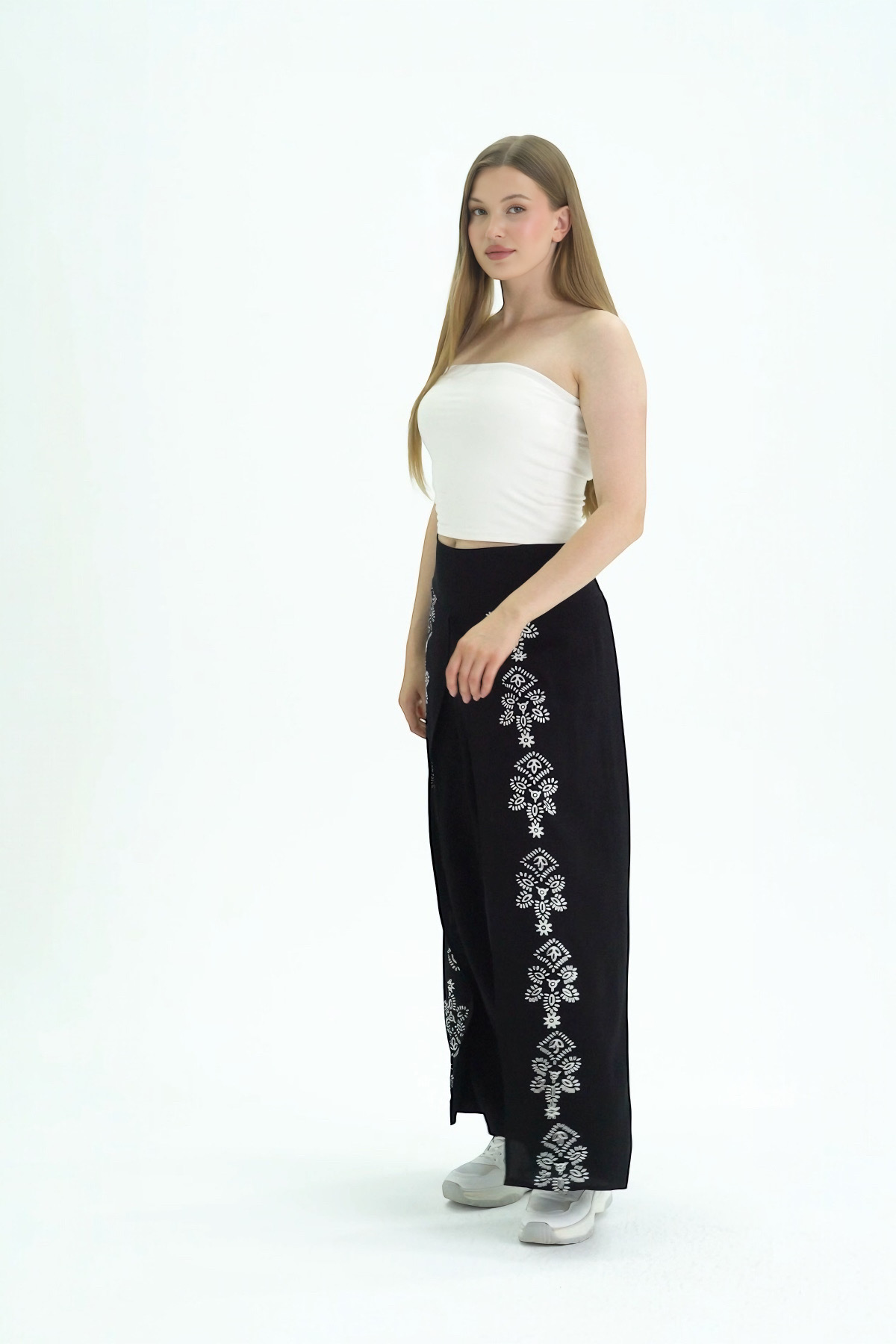 Etek Pantolon(Model-8818) Taş Baskı Pamuk - Görsel 2