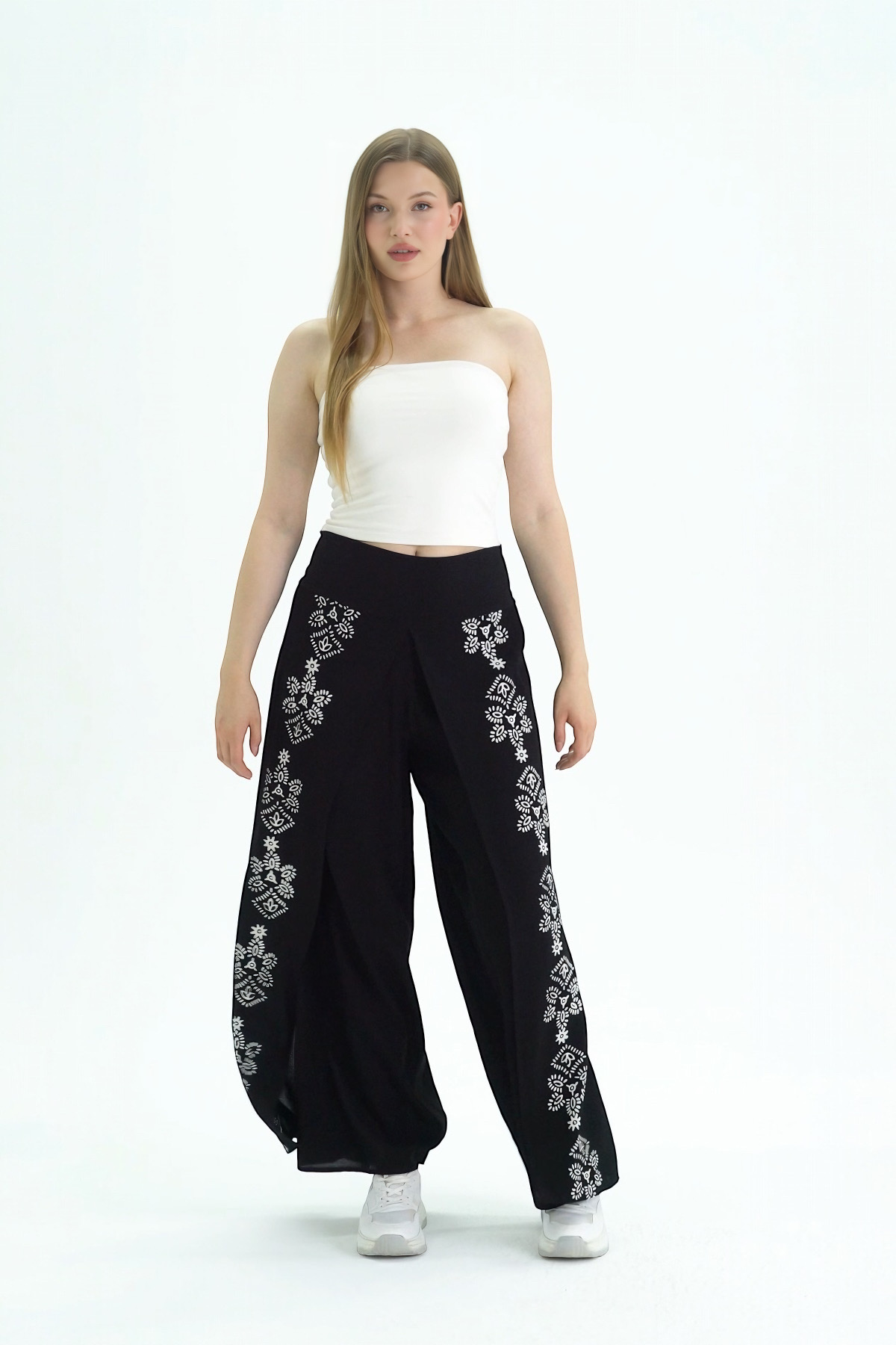 Etek Pantolon(Model-8818) Taş Baskı Pamuk - Görsel 3