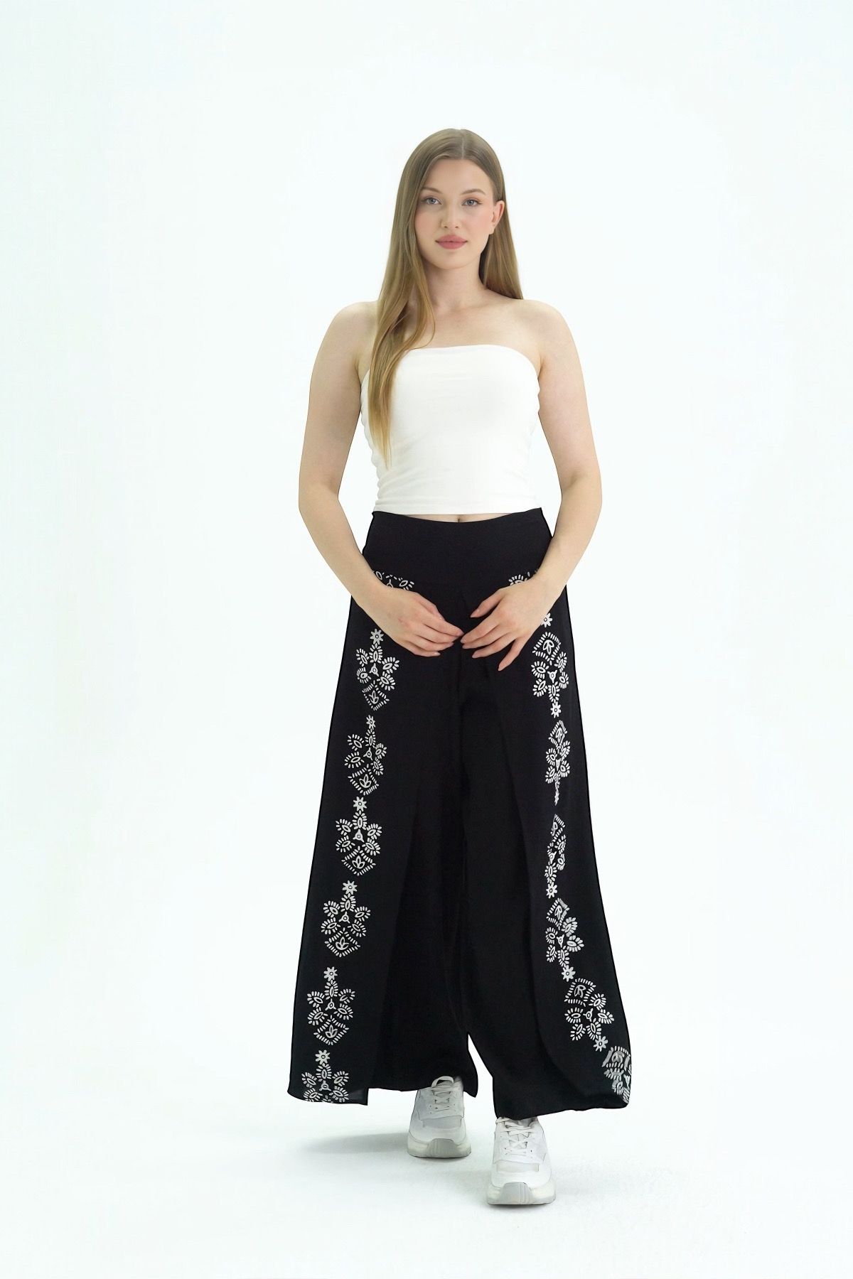 Etek Pantolon(Model-8818) Taş Baskı Pamuk - Görsel 4