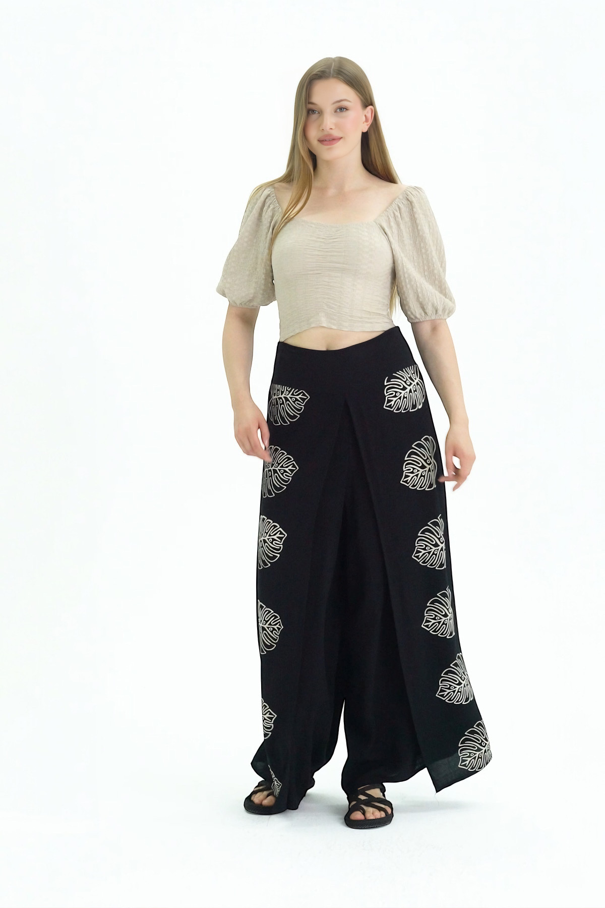 Etek Pantolon(Model-8814) Taş Baskı Pamuk - Görsel 5