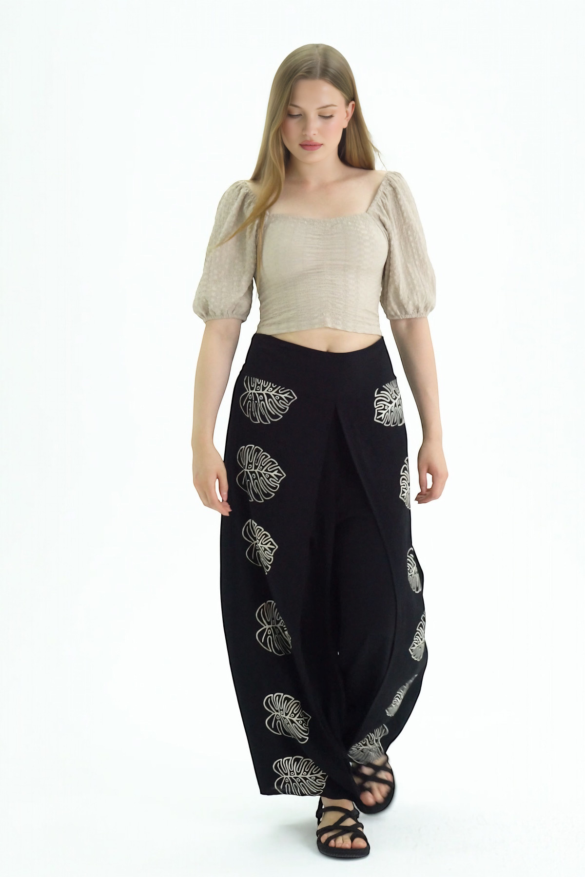 Etek Pantolon(Model-8814) Taş Baskı Pamuk - Görsel 6