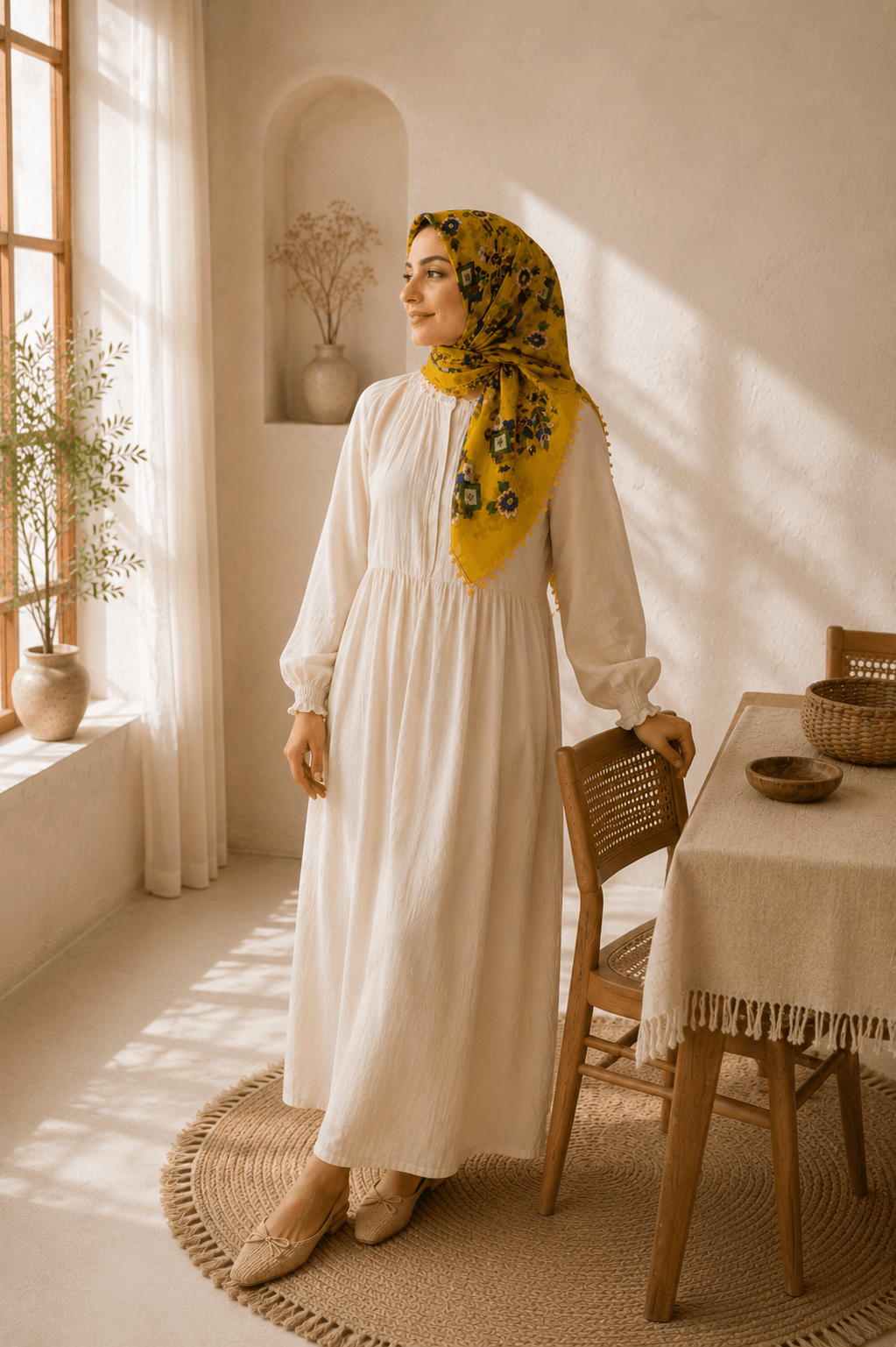 Pullu Cide Sarı Yazma - Görsel 5