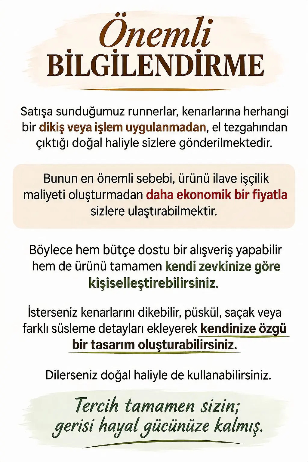Kastamonu El Tezgahı Dokuması Miras Serisi Runner (Miras-03) - Görsel 5